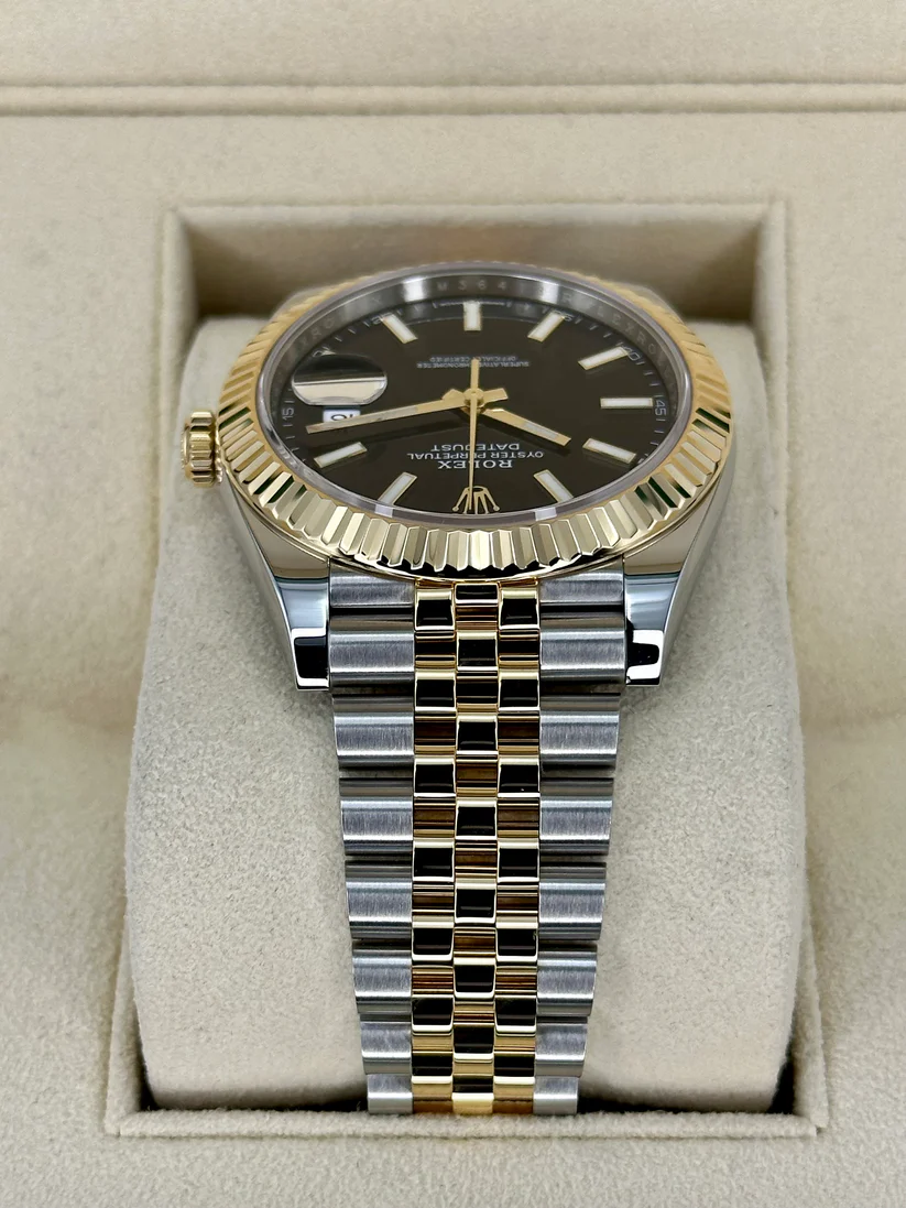 [Super Clone]RLX  Datejust 41mm Two-Tone Yellow Gold Fluted Bezel Black Index Dial Jubilee - 126333-0014