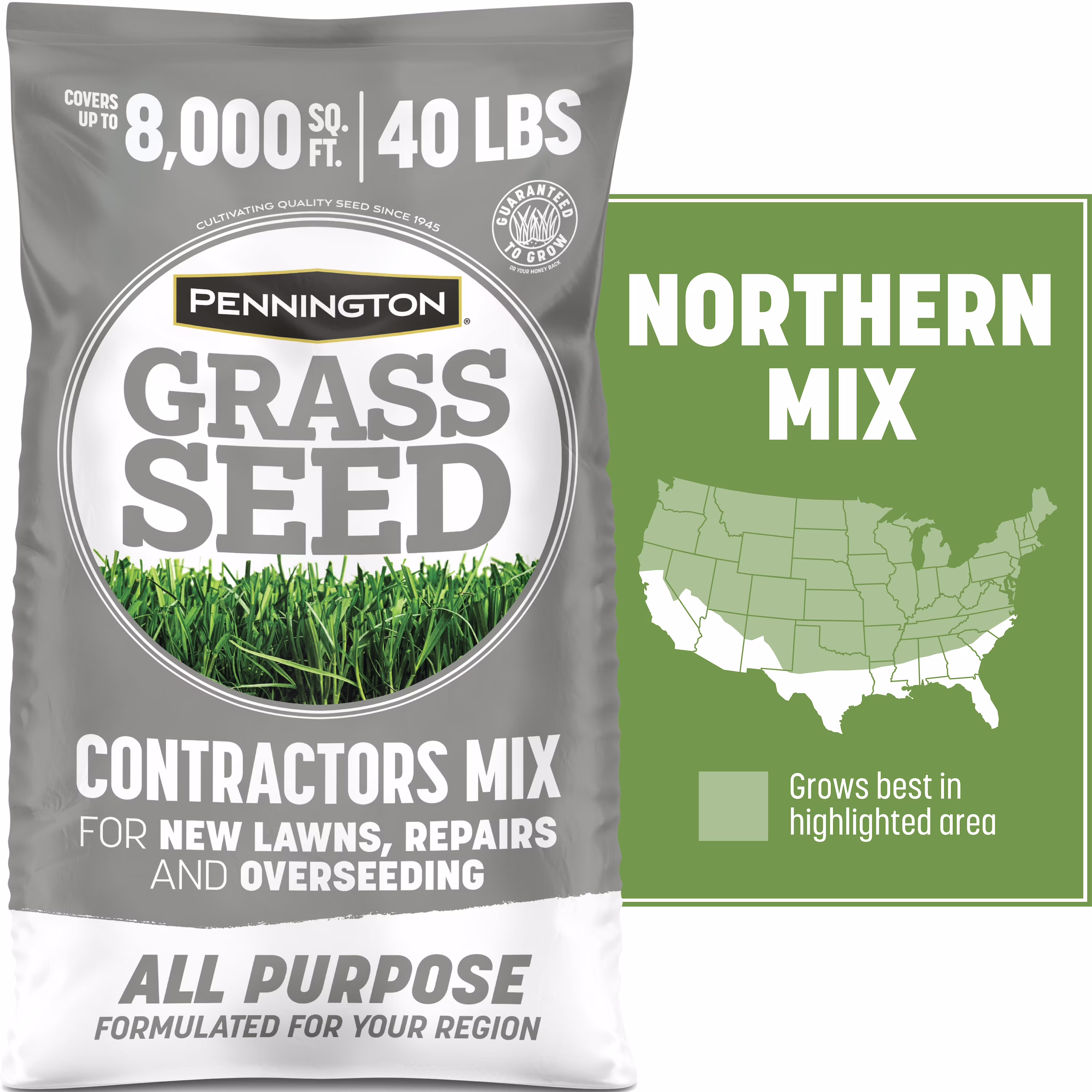 Pennington Contractors Northern Grass Seed Mix, for Sun to Partial Shade, 40 lb