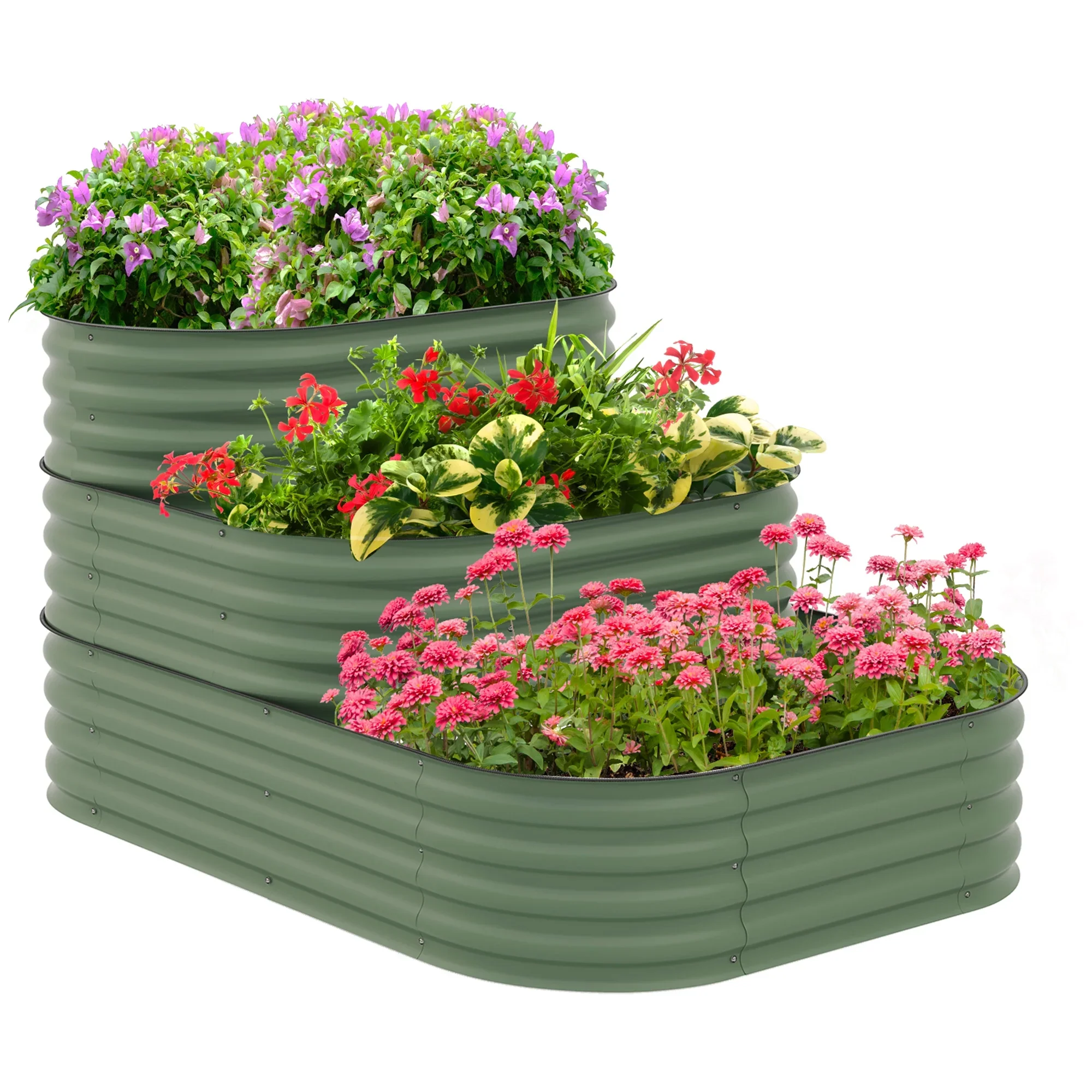 Outsunny 3-Tier Raised Garden Bed 62.25 x 43 x 32.25 Planter Set, Green
