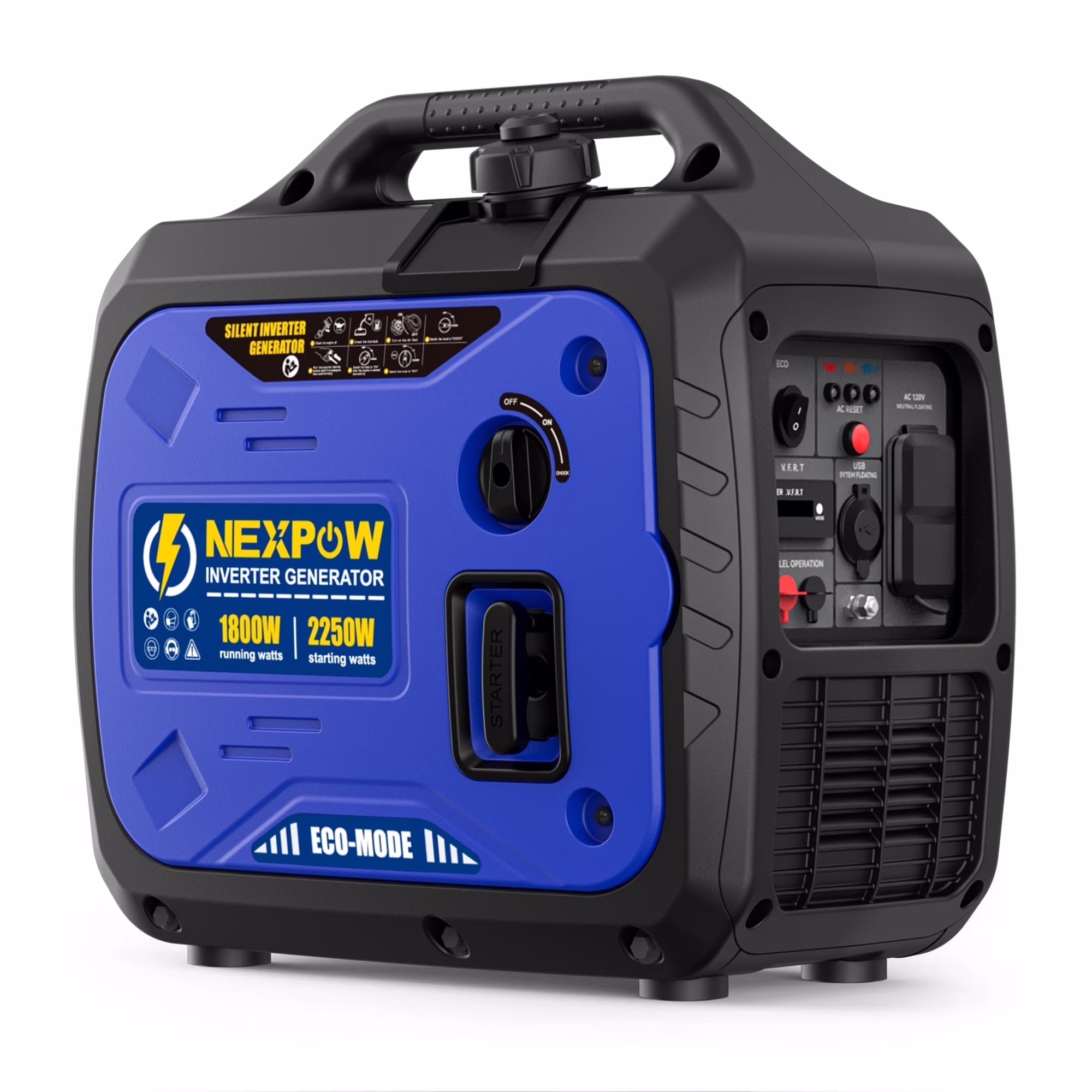 2250W Portable Inverter Generator, Gasoline Power Quiet Lightweight for Backup Home Camping, Eco-Mode Feature, Parallel Capability, EPA Compliant(2250 W)