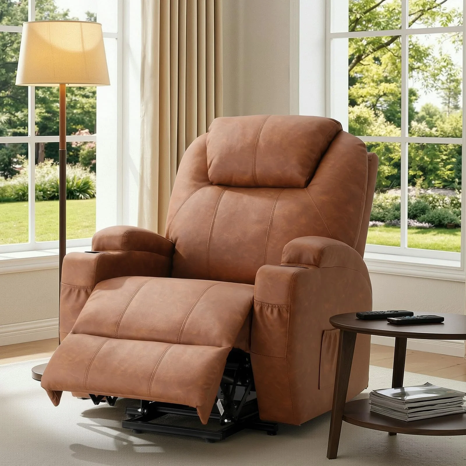 AECOJOY Power Lift Recliner Chair, Recliner Chair for Elderly with Massage and Heat, Brown