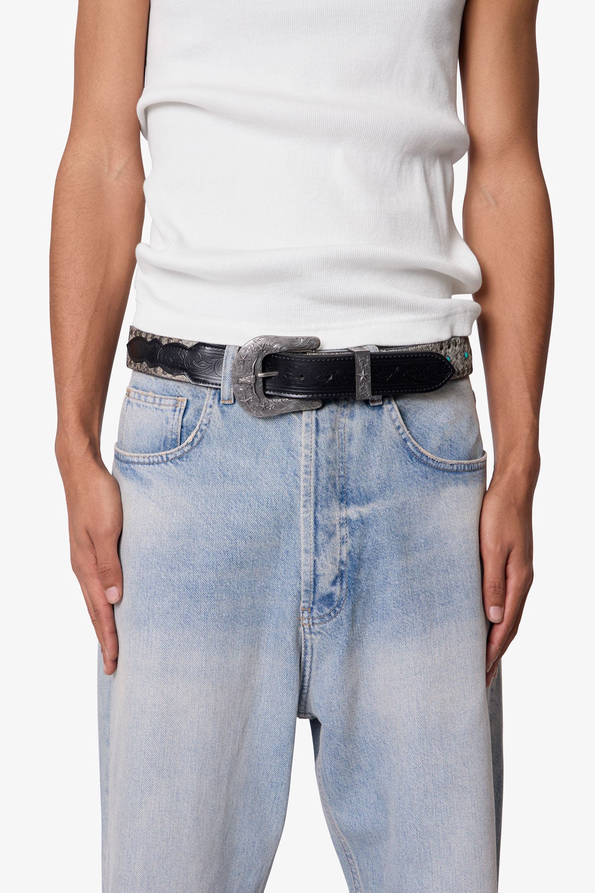 Turquoise Studded Belt - Black