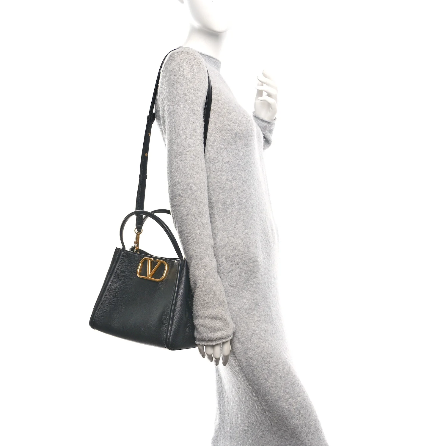 Soft Grainy Calfskin Alltime Medium Handbag Black