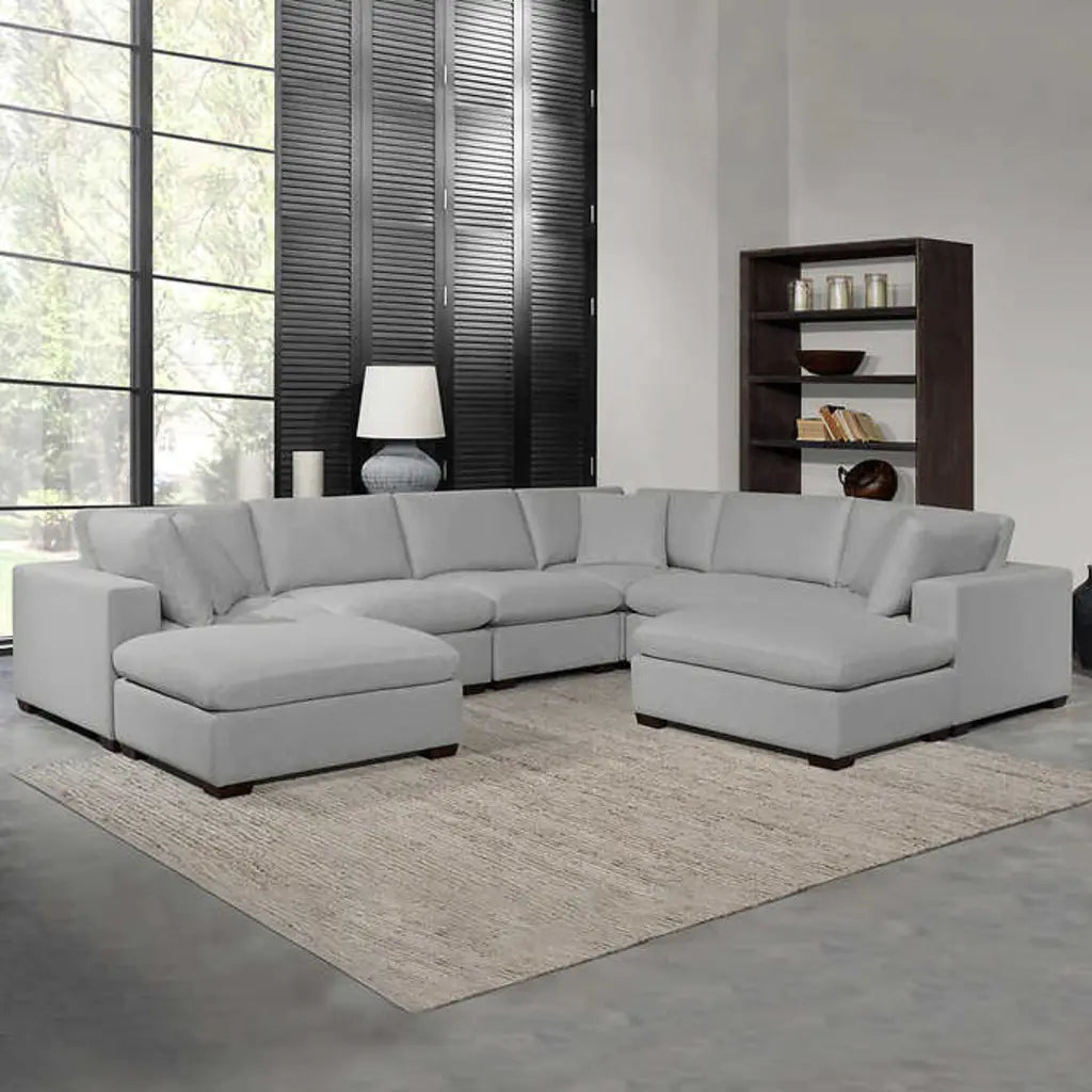 Canapé d'angle modulaire 8 pièces en tissu gris Thomasville Lowell