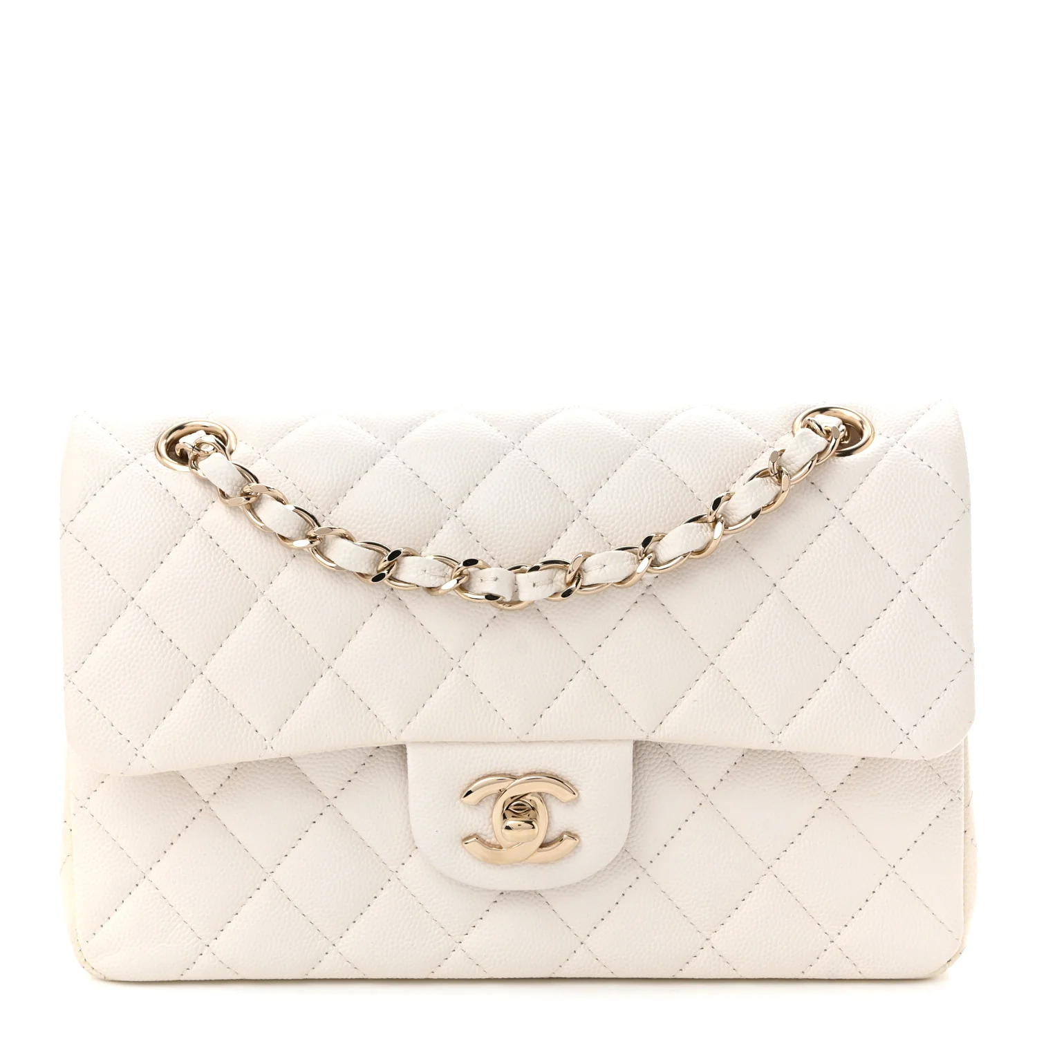 Caviar Quilted Small Double Flap White