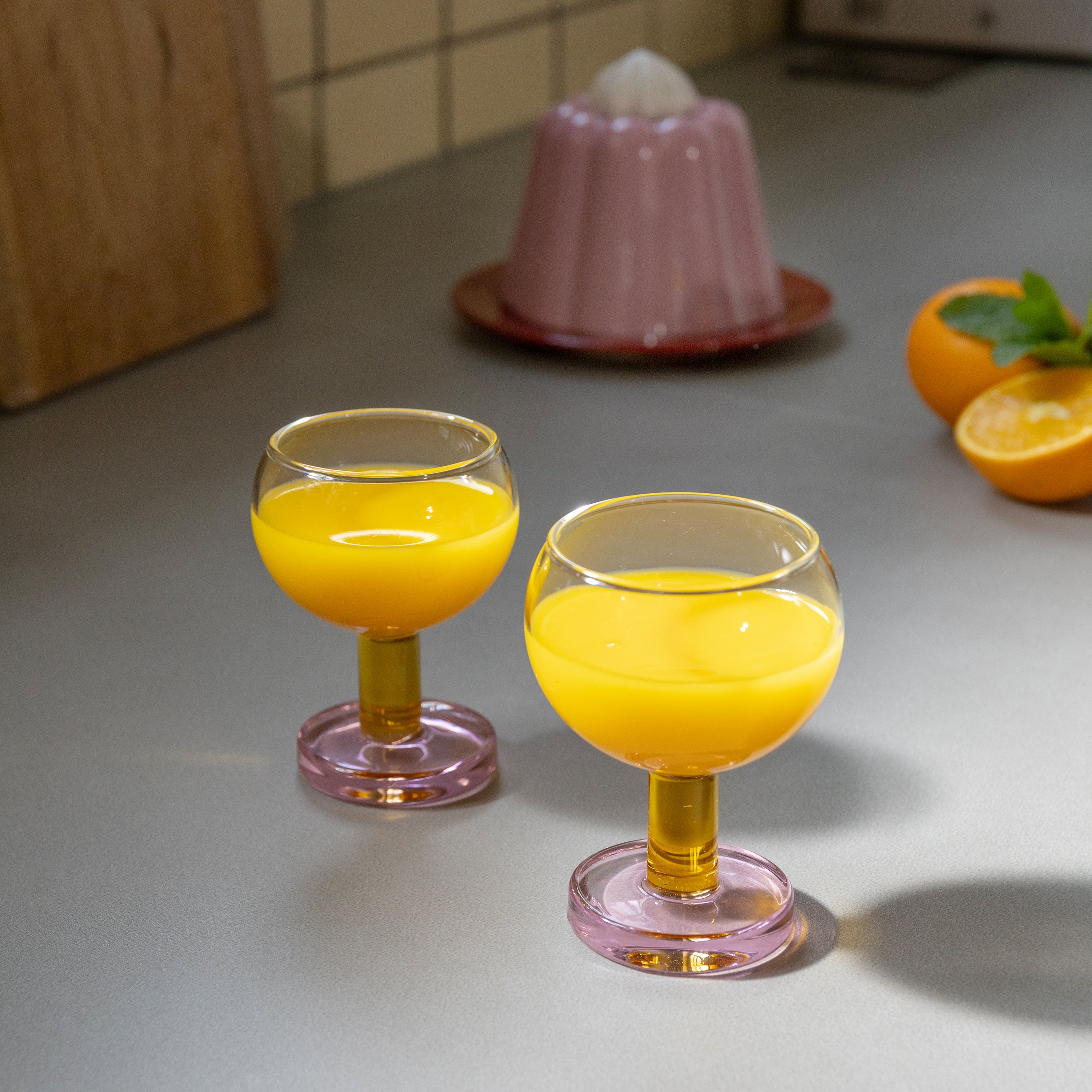 &k amsterdam Cantine Glas 2 st. - Roze