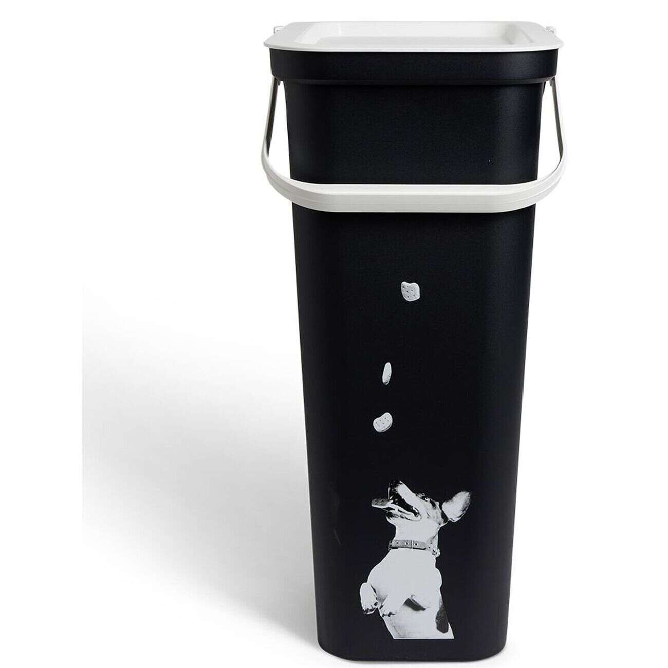 Conteneur à croquettes 40L plastique noir motif