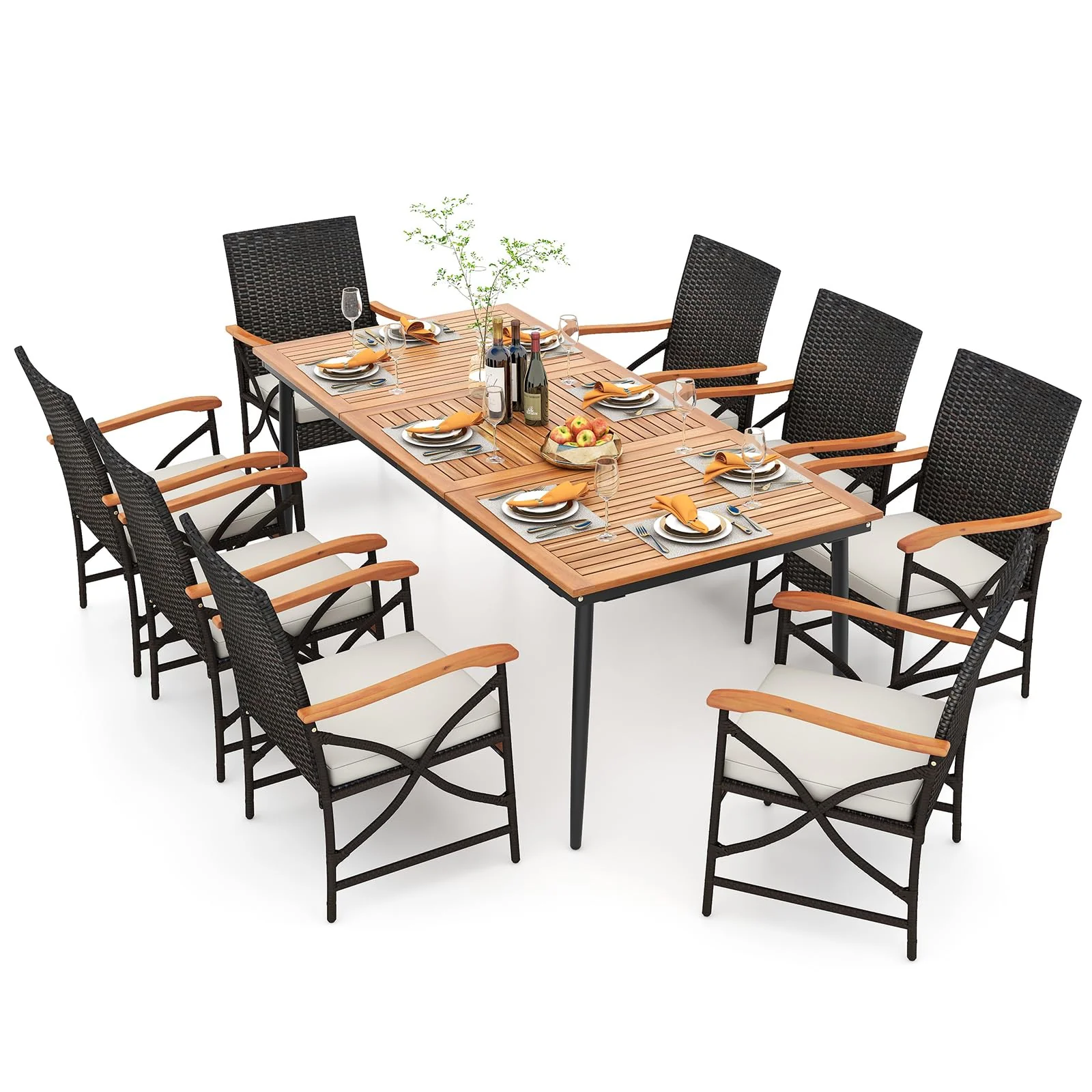 Tangkula 9-Piece Patio Dining Set, 79