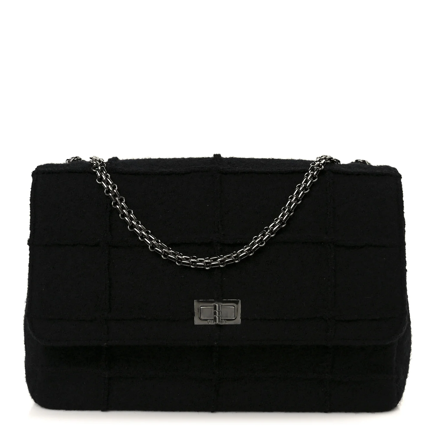 Wool Jumbo Chocolate Bar Mademoiselle Flap Black