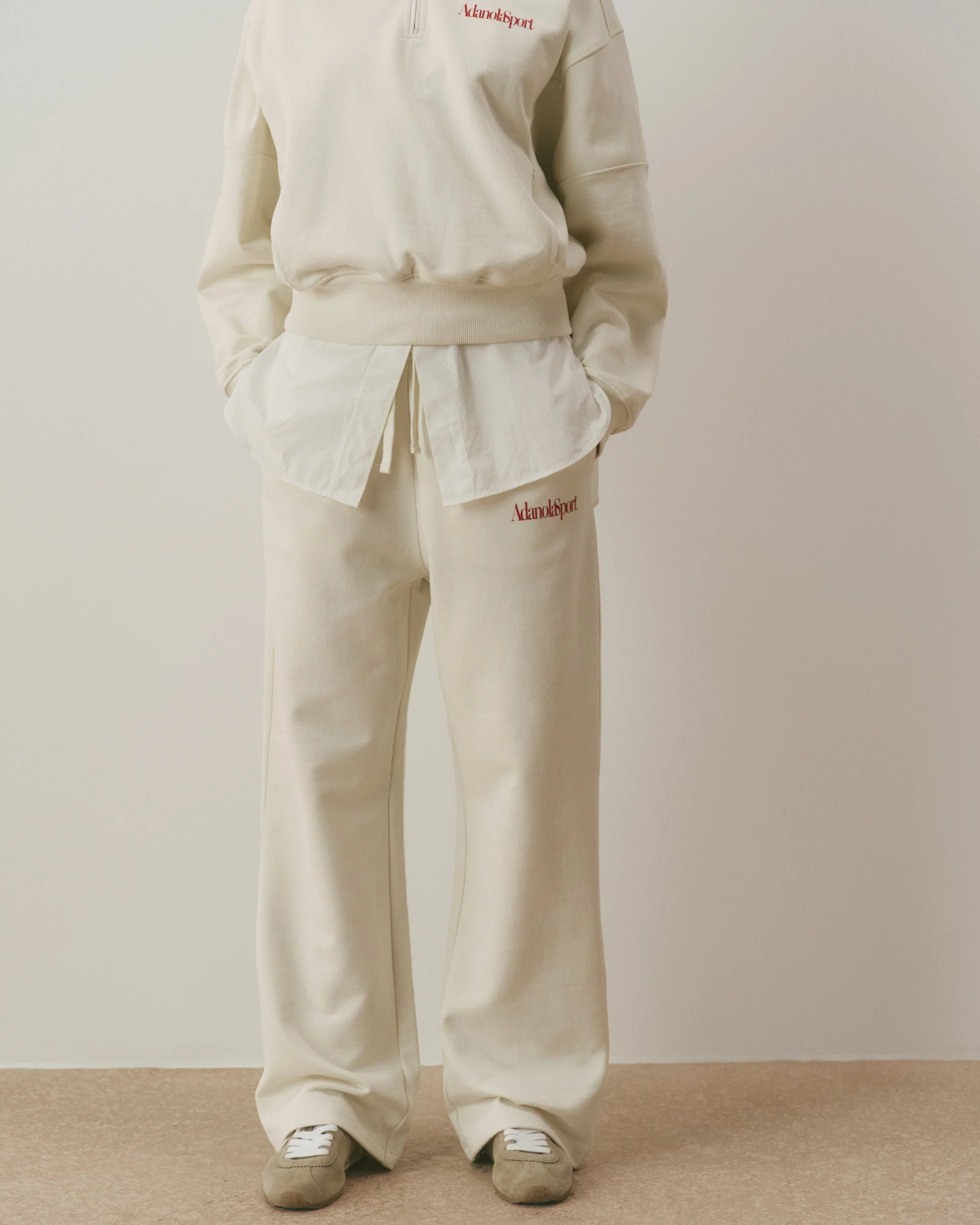 Retro AS Loose Fit Straight Leg Sweatpants - Marshmallow White/Classic Red