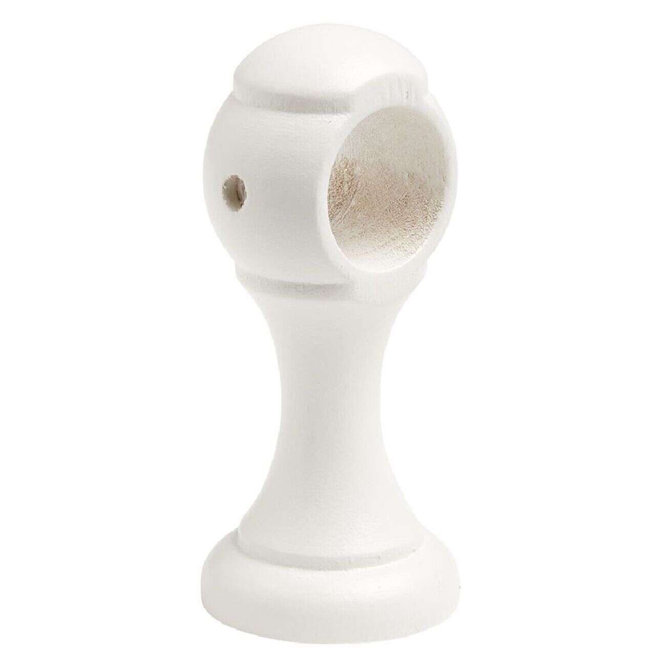 Support de tringle moyen à oeil en bois Blanc Ø28mm