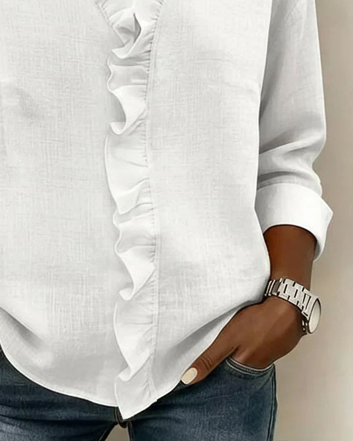 Claire™ | Blouse à encolure en V et volants délicats