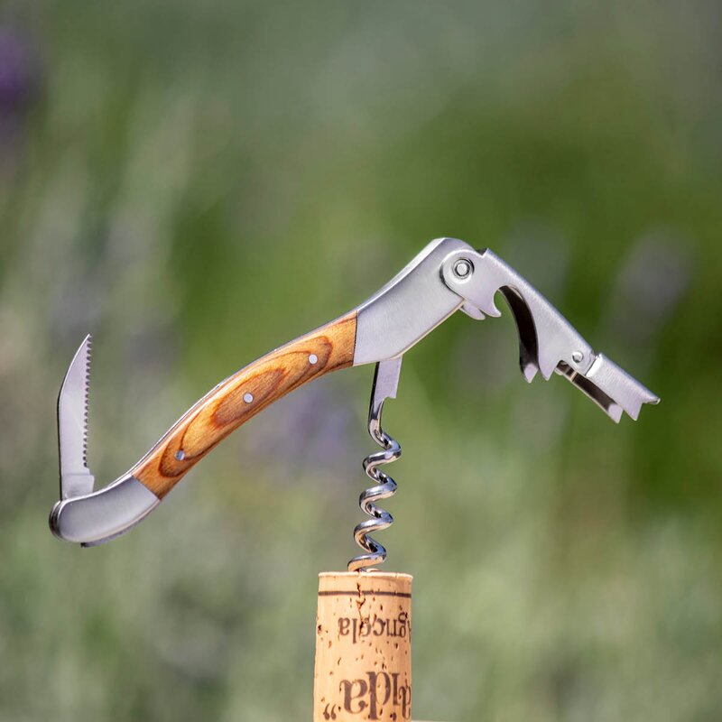 Roero vinåpner 15 cm stål/tre