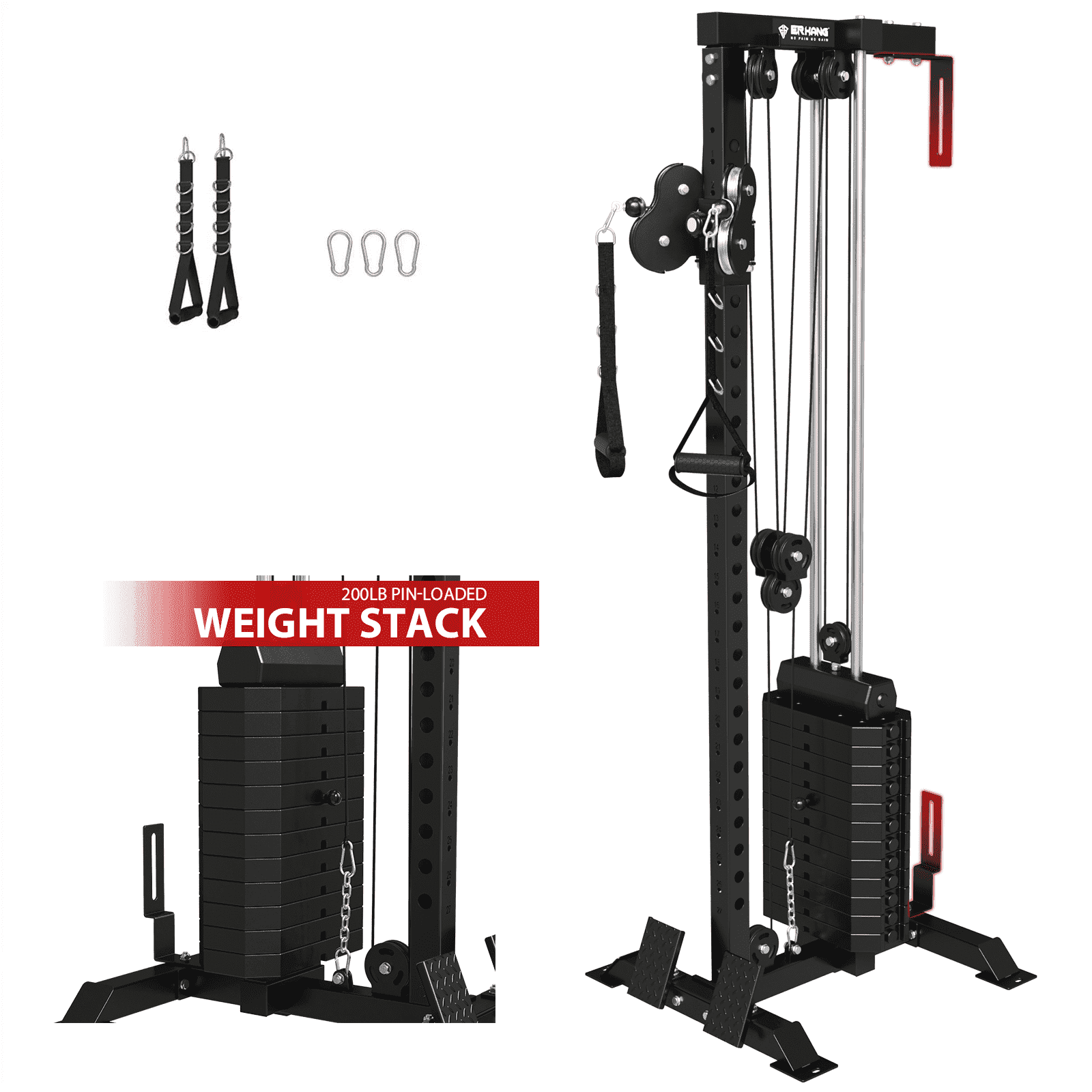 Cable Crossover Machine Home Gym, Wall Mount Cable Station with 200LBS Weight Stack,Lat Pull Down Machine with 27 Positions Dual Pulley System(Cable Machine)