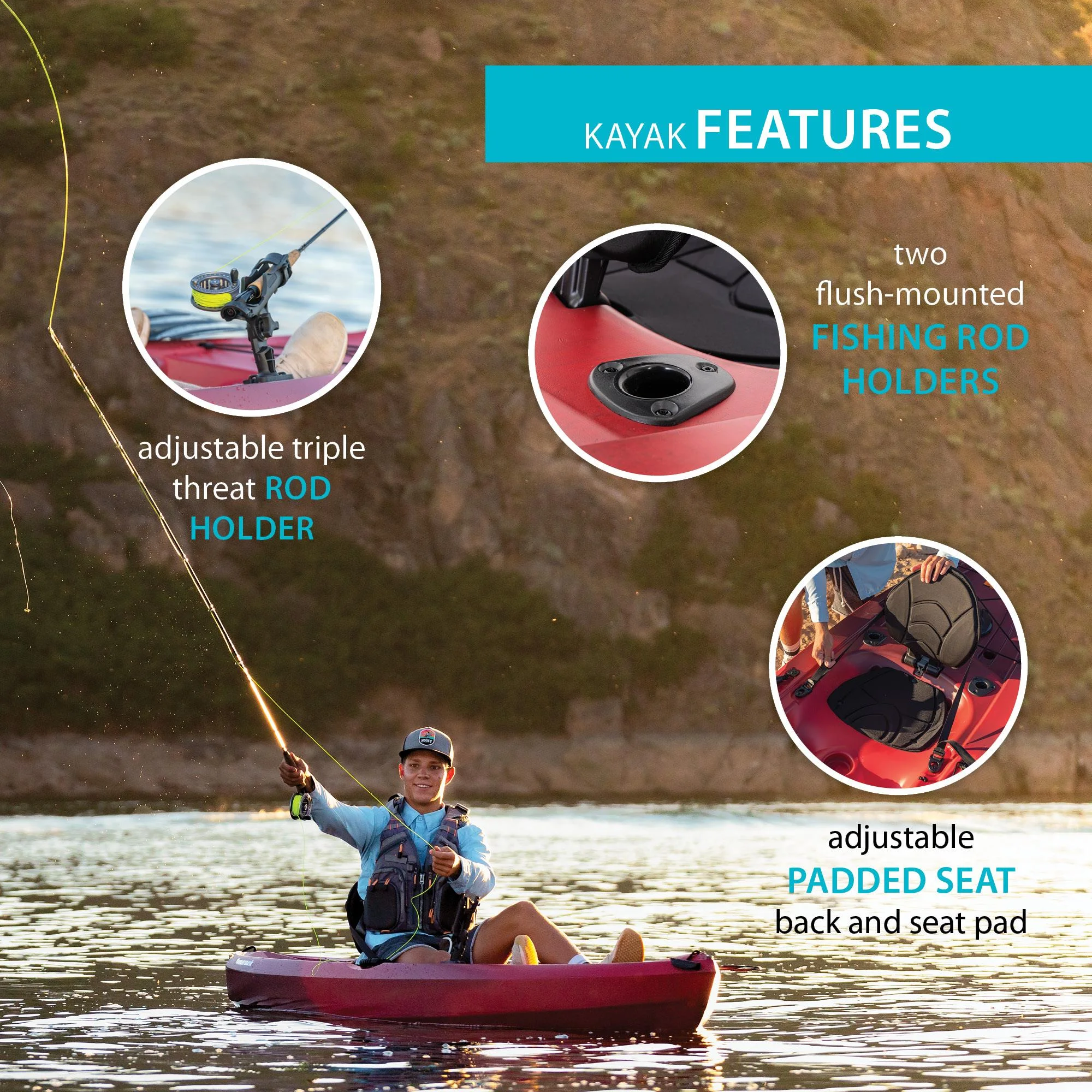 Lifetime Tamarack Angler 10 Ft. Fishing Kayak, Volcano Fusion (91340)