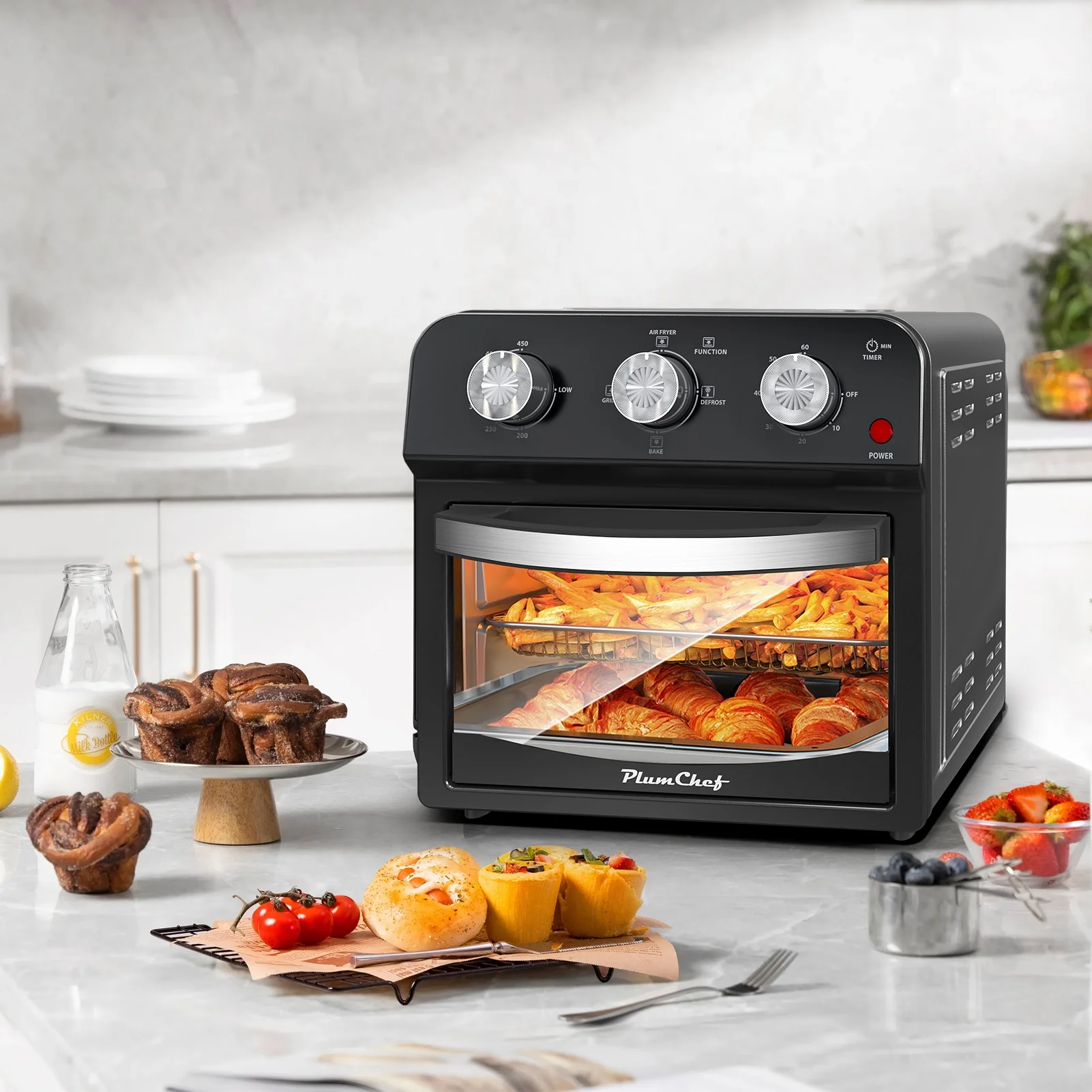 12 Quart 4 Slices Air Fryer Convection Toaster Oven, 1500W, 4 Cooking Modes, 7 in 1 Multifunction with Roast, Bake, Grill, Broil, Toast, Dehydrate, Defrost, Stainless Stee(GA13S) Image 6