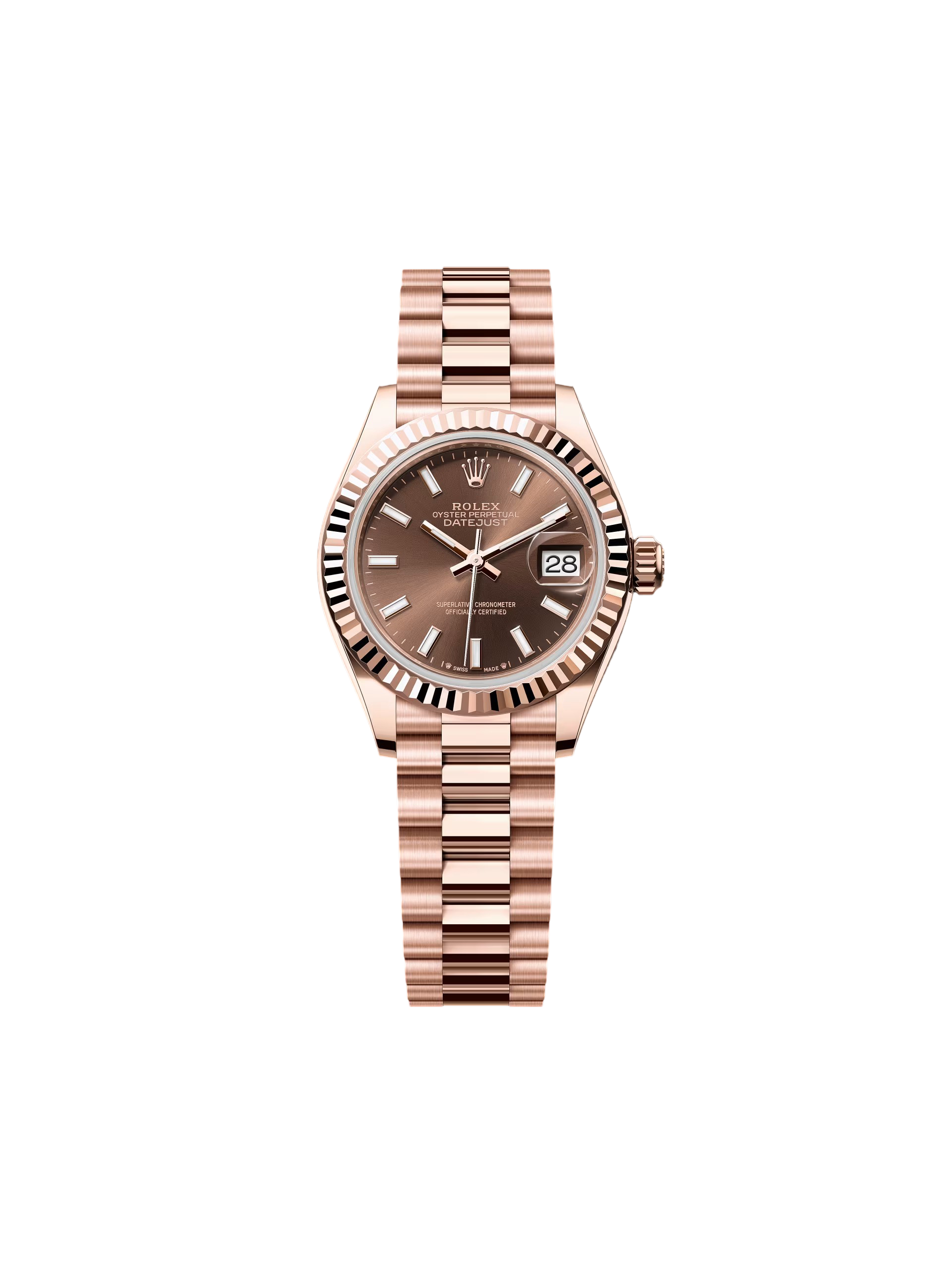 【Super Clone】RLX Lady-Datejust 28mm 279175 Chocolate Dial President Everose Gold