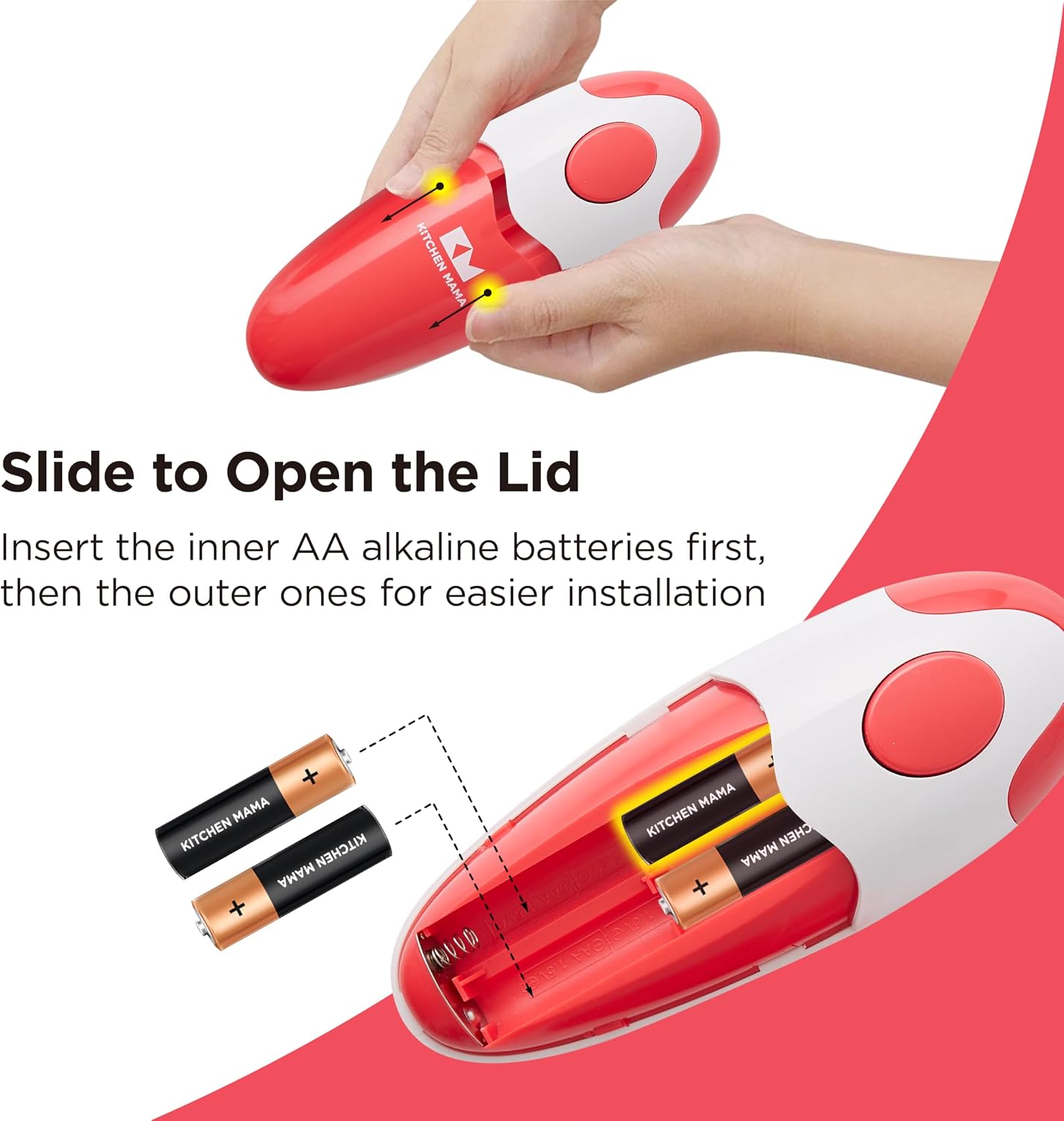 Kitchen Mama Auto Electric Can Opener, Red