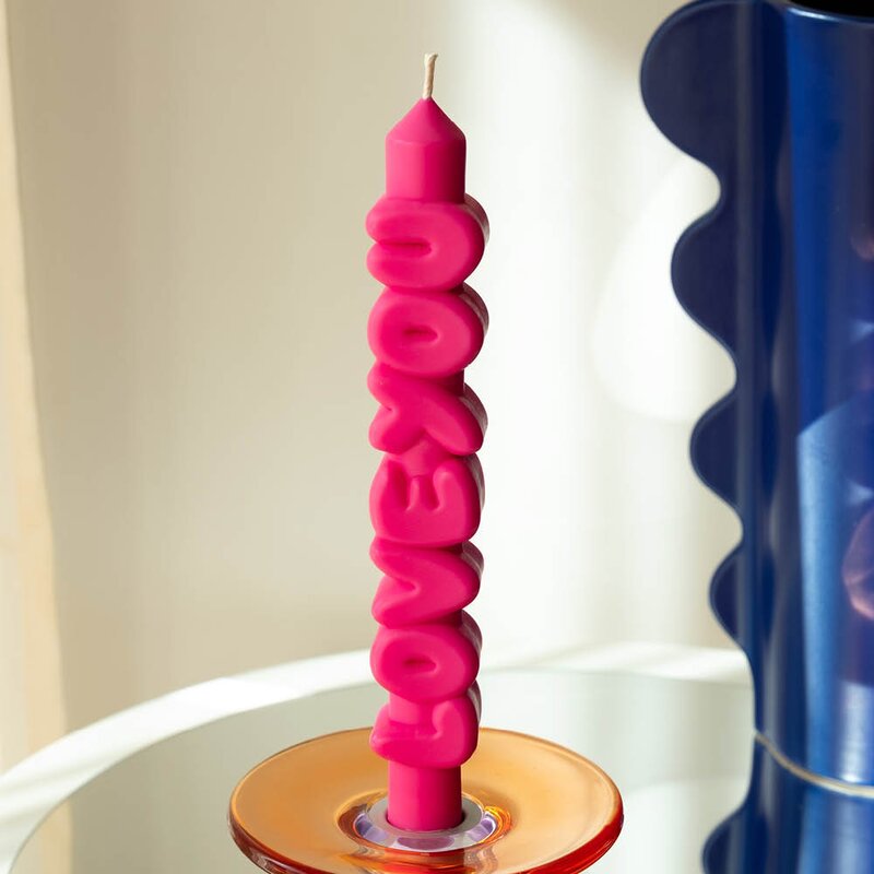 3D kronelys 23 cm 2 stk CONFROTATIONAL svart/rosa
