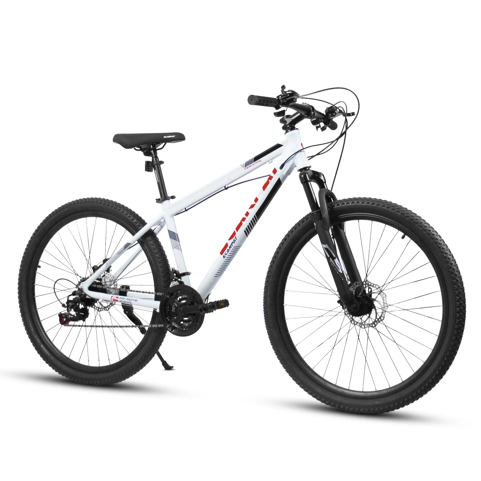 Ambifirner 27.5 Mountain Bike w/Suspension Fork & 21-Speed, Aluminum Frame, Disc Brakes - White Unisex All-Terrain Bike