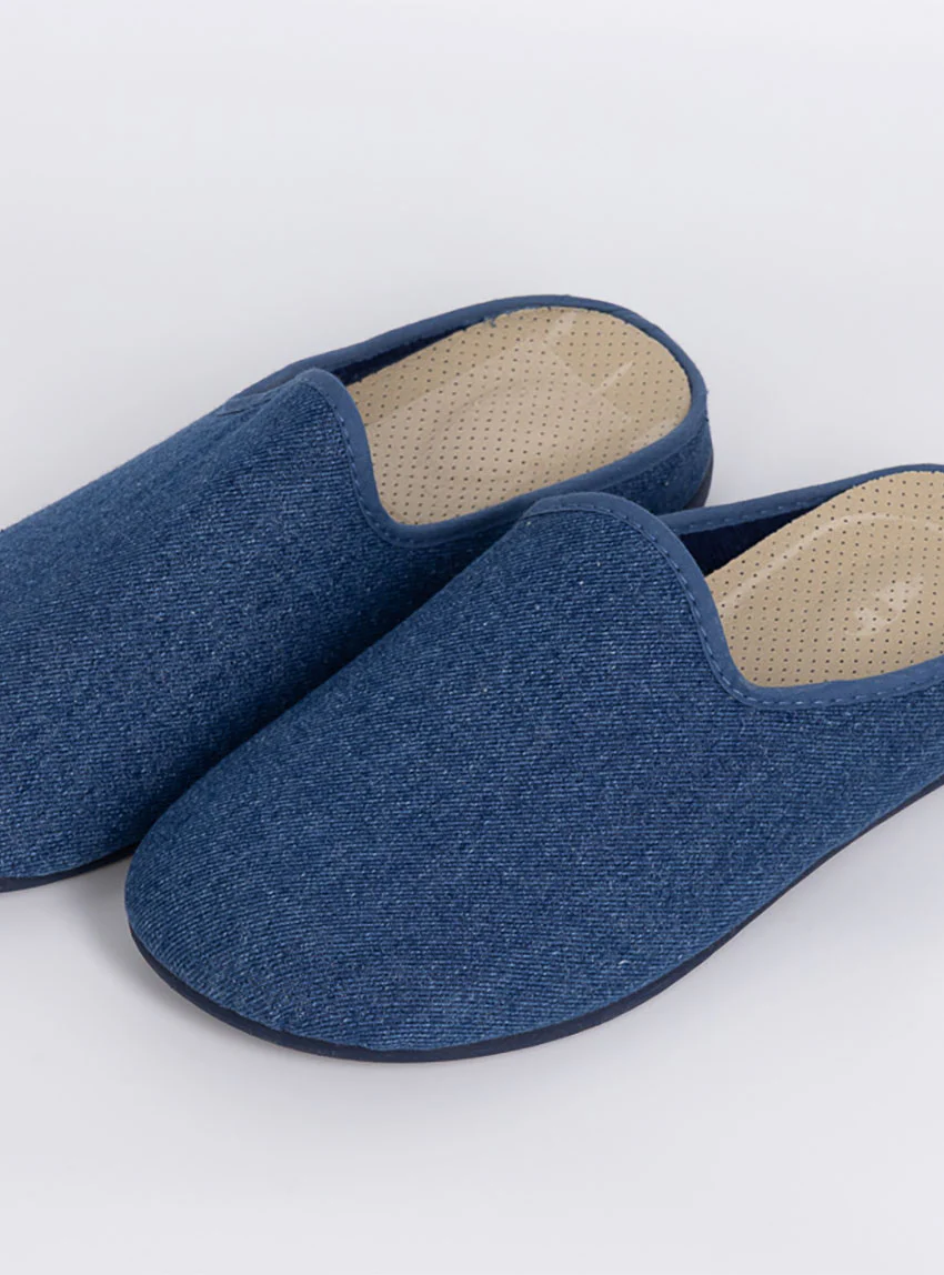 Chaussons d'été homme en coton bleu jean