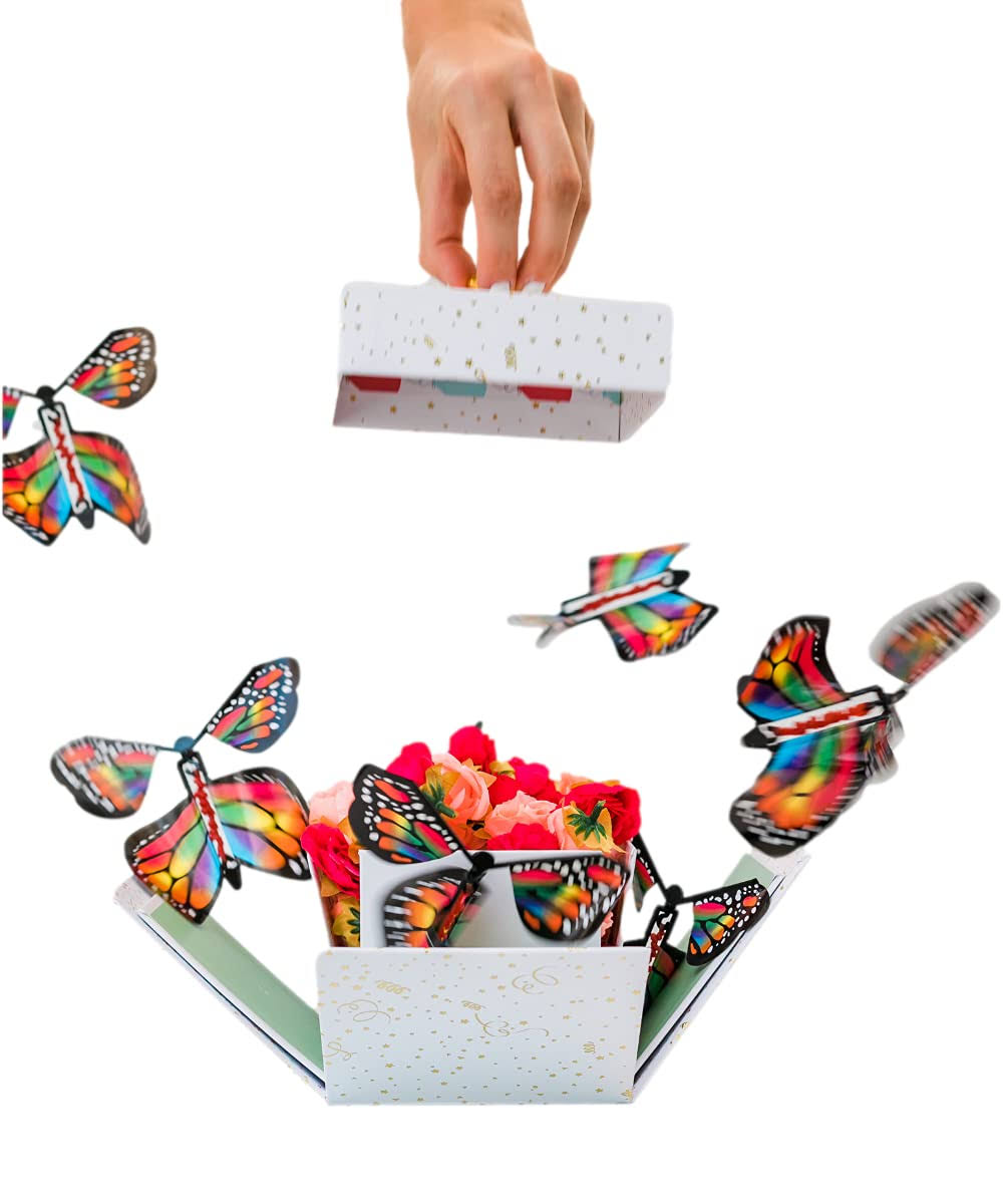 Send A Cake Explosion Box Gift with Flying Butterfly Surprise- Birthday Holiday Special Occasion - Birthday Treat for Women Men