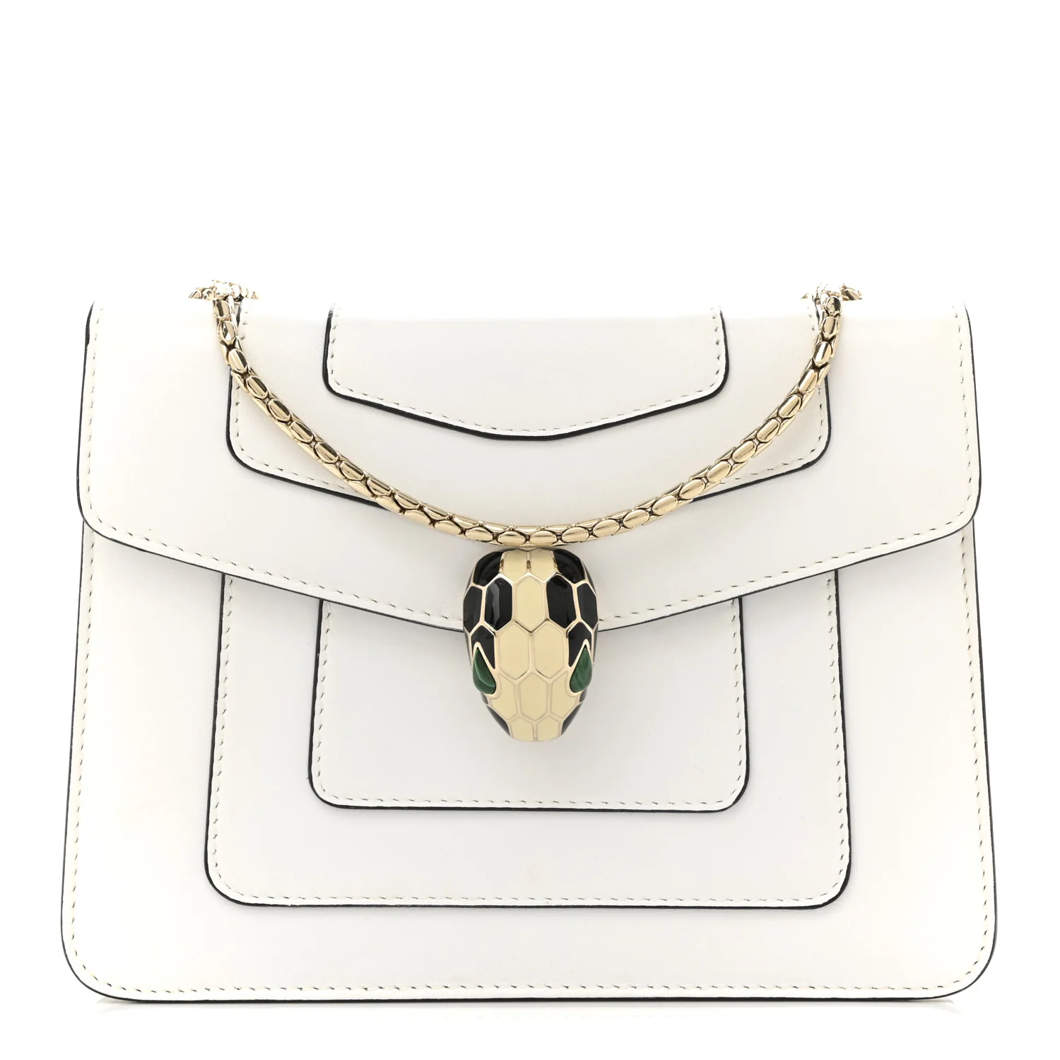 Calfskin Small Serpenti Forever Crossbody Bag White Agate