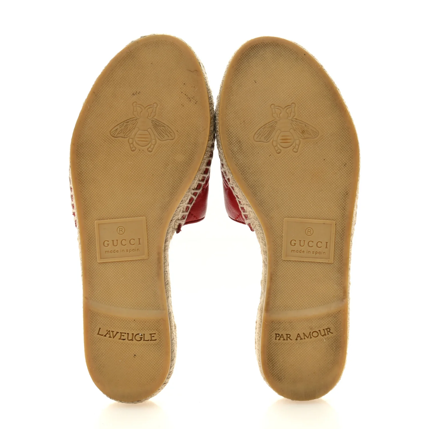 Nappa Matelasse GG Marmont Espadrille Slide Sandals 35 Hibiscus Red
