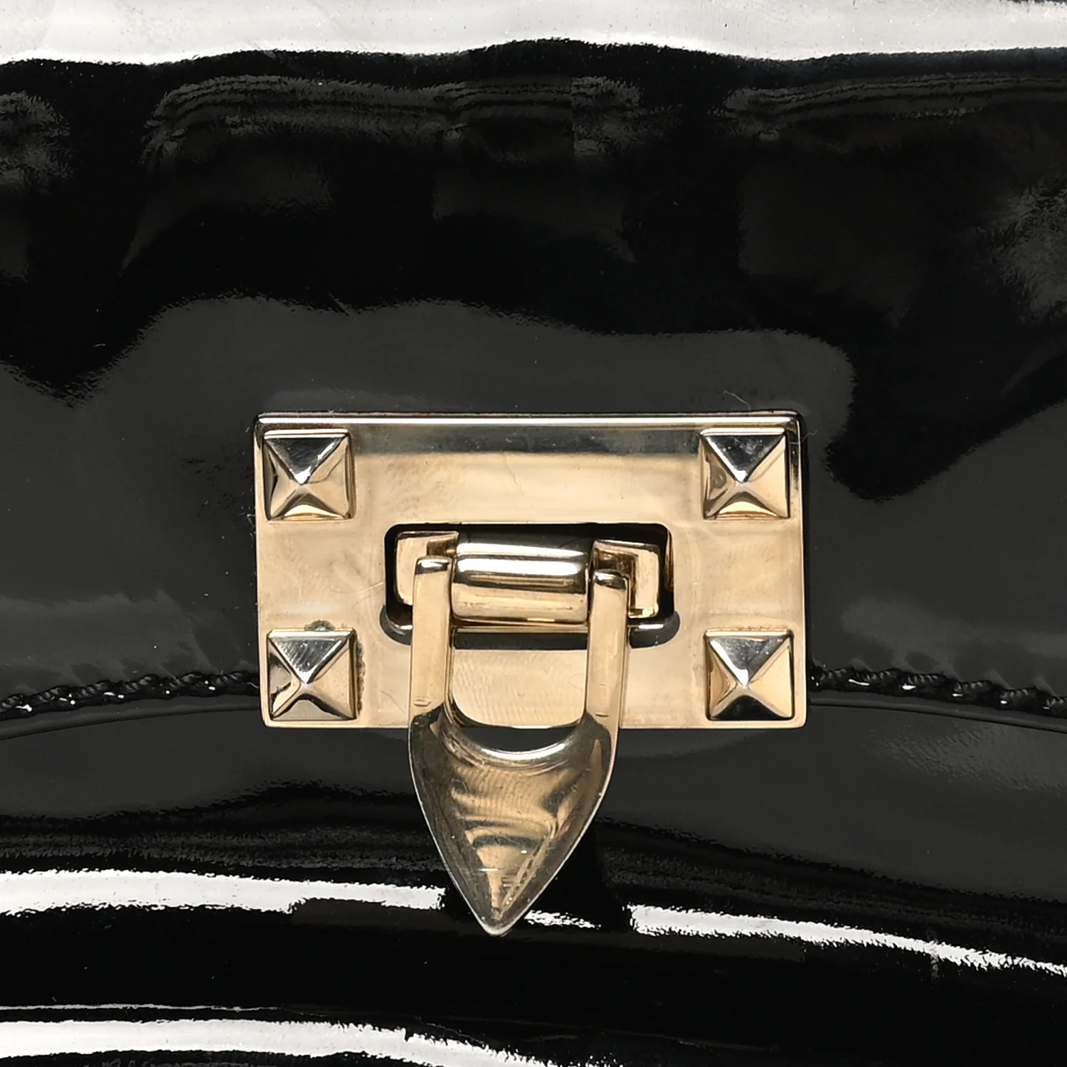 Patent Rockstud Flip Lock Flap Black