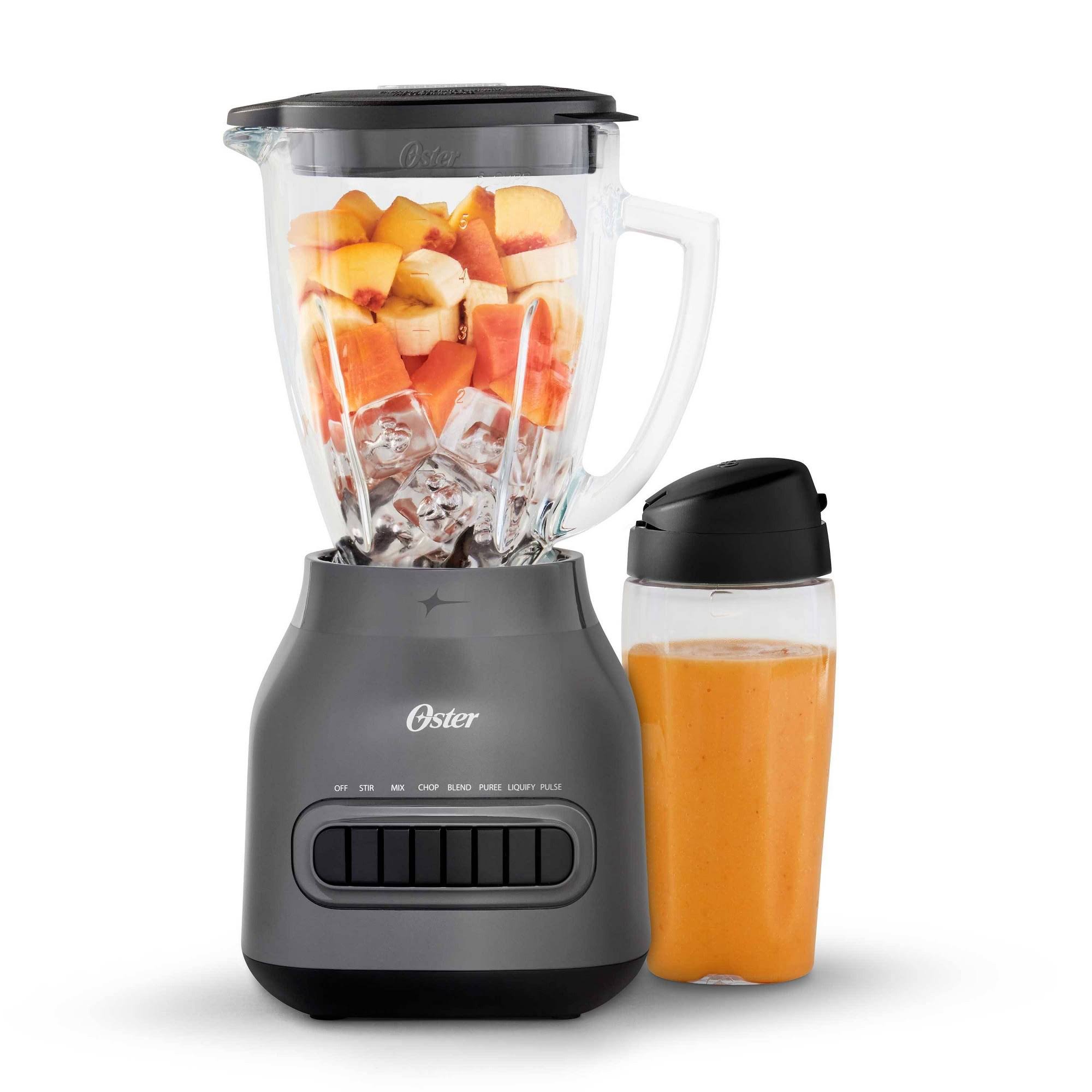 Oster Easy-to-Clean Blender with Dishwasher-Safe Glass Jar with A 20 oz. Blend-N-Go Cup