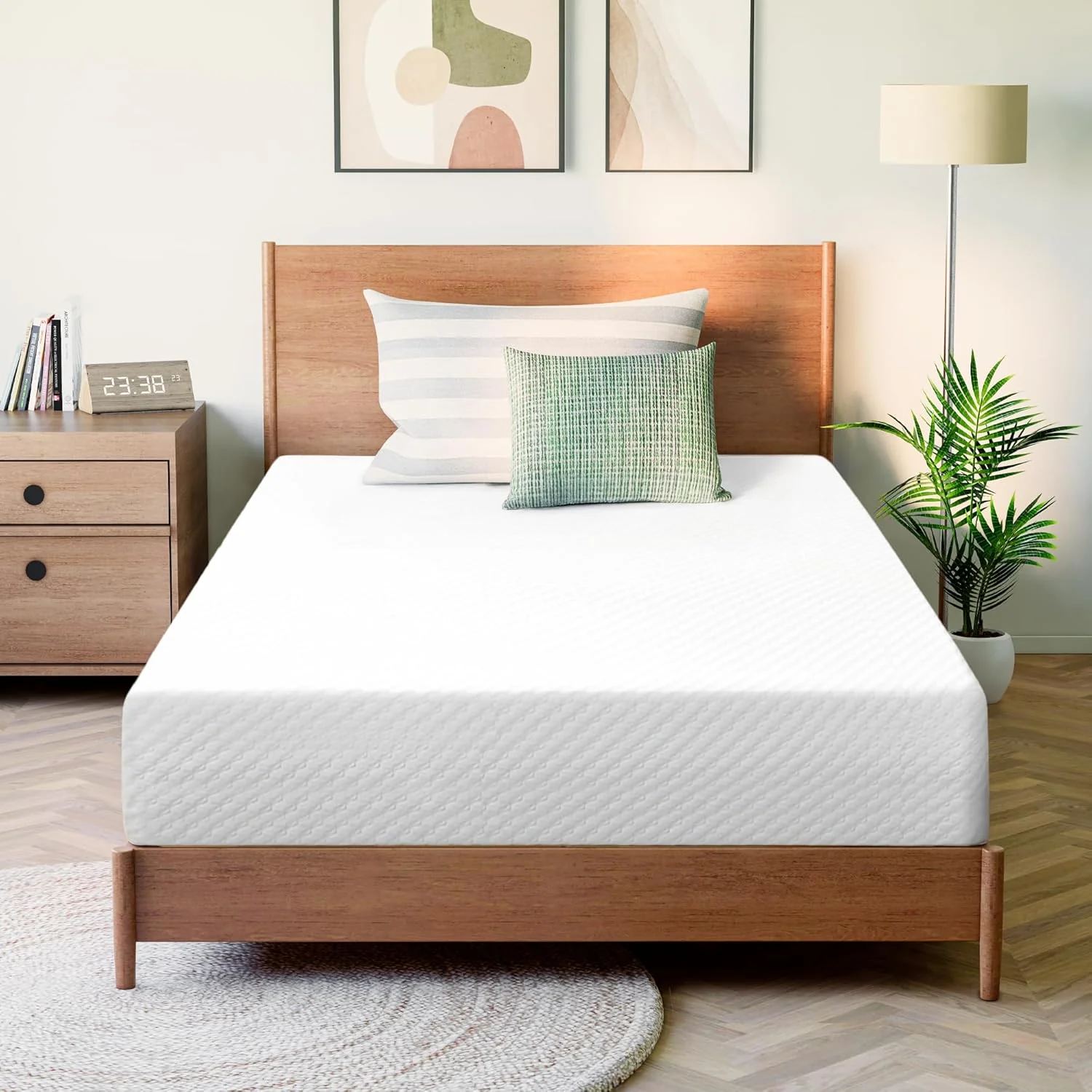 Matelas GAESTE 8 pouces en mousse à mémoire de forme et gel rafraîchissant pour un sommeil frais, fermeté moyenne, certifié CertiPUR-US, livré en boîte, soulagement de la pression, housse amovible, sans fibre de verre (grand format, 8 pouces)