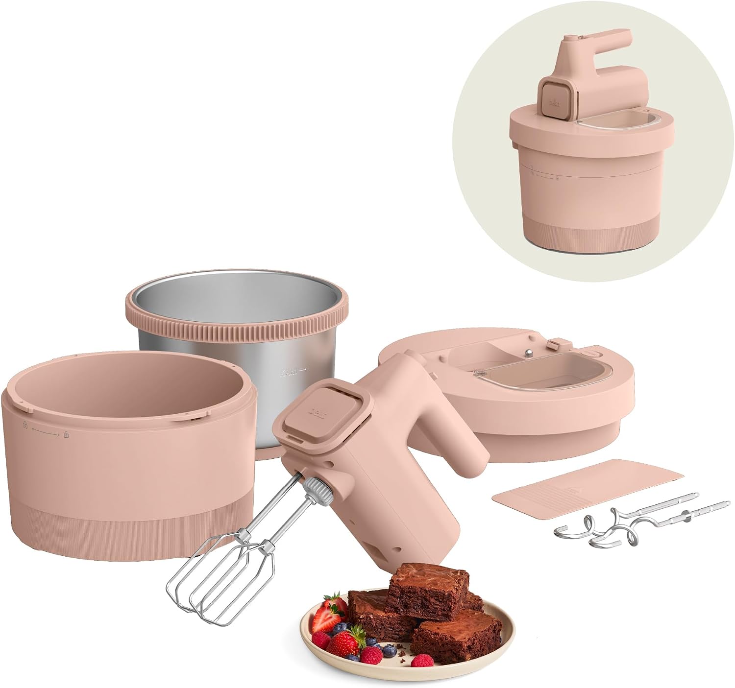 bella 3.5 Qt Hand & Stand Mixer, 2 in 1 Electric Mixer with Bowl, Plum