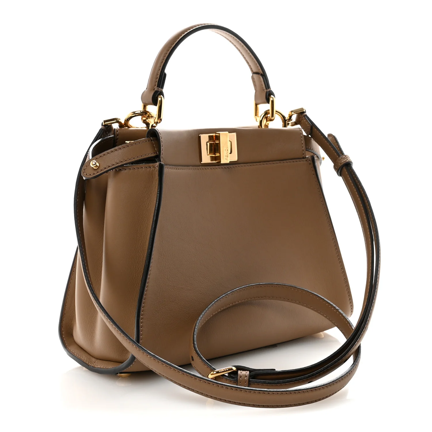 Vitello Seta Fabric Jacquard FF 1974 Mini Peekaboo Iconic Satchel Sand Tobacco Moro