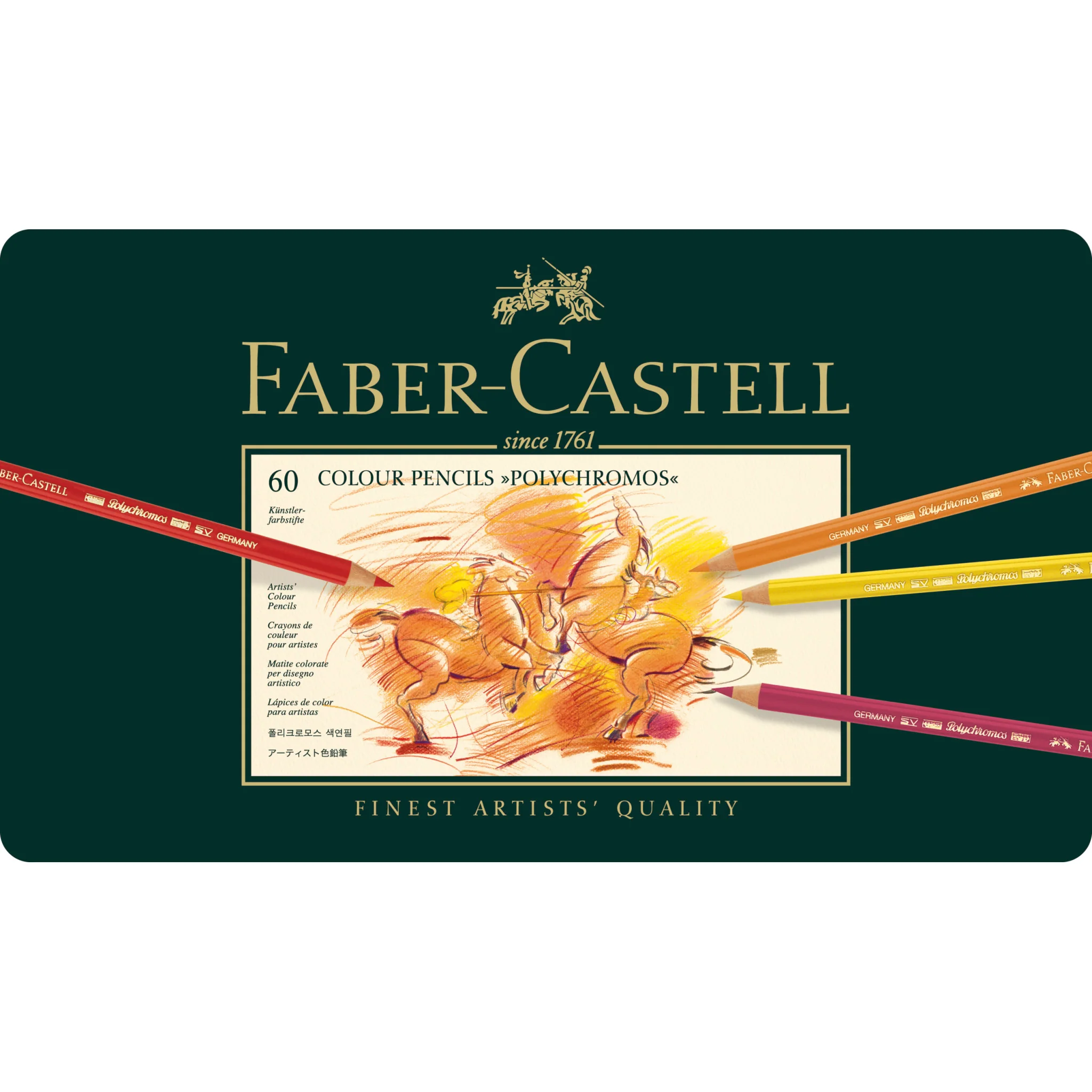 Crayons de couleur Polychromos pour artistes, boîte de 60
