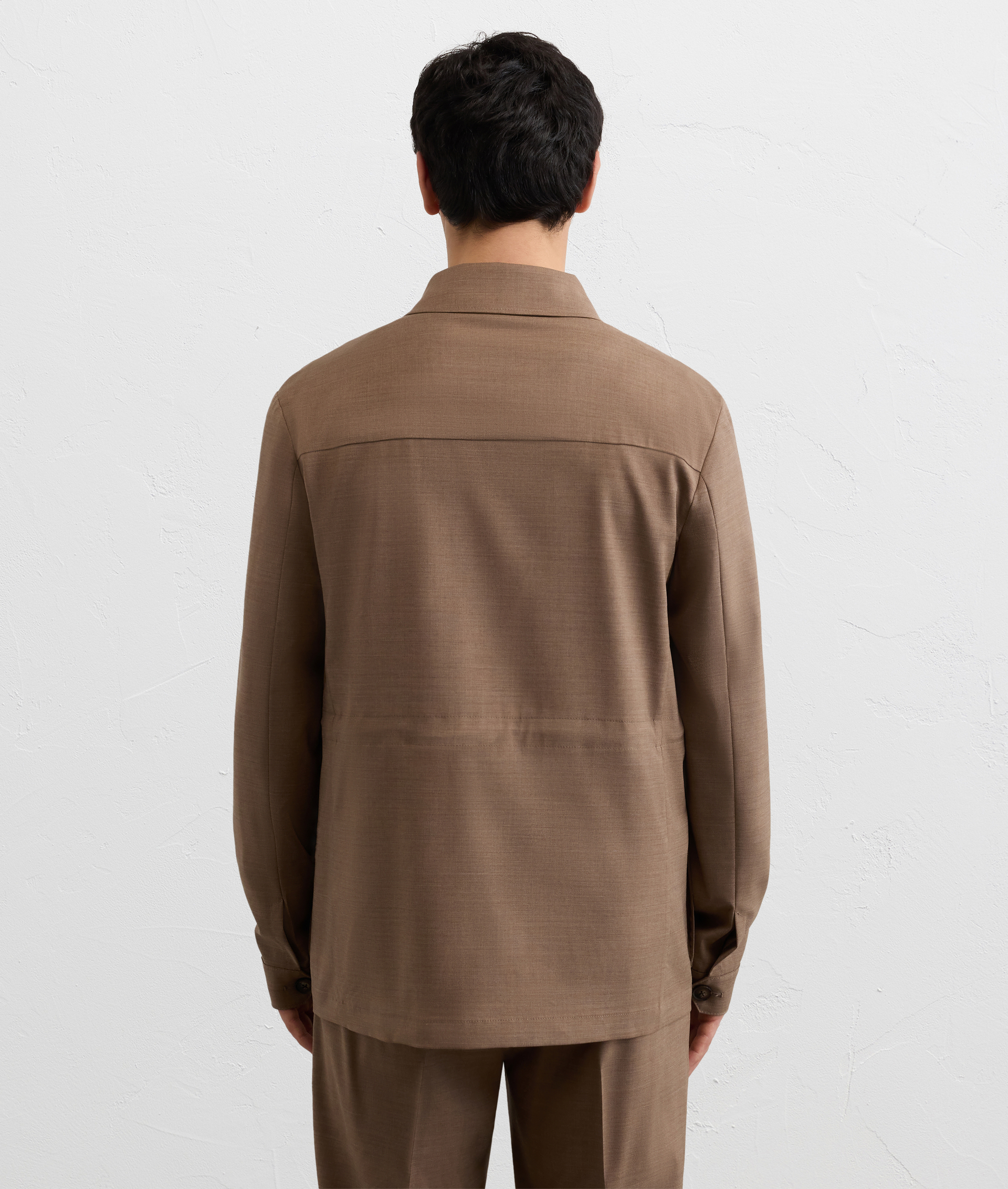 LIGHT BROWN WOOL CANVAS FIELD JACKET