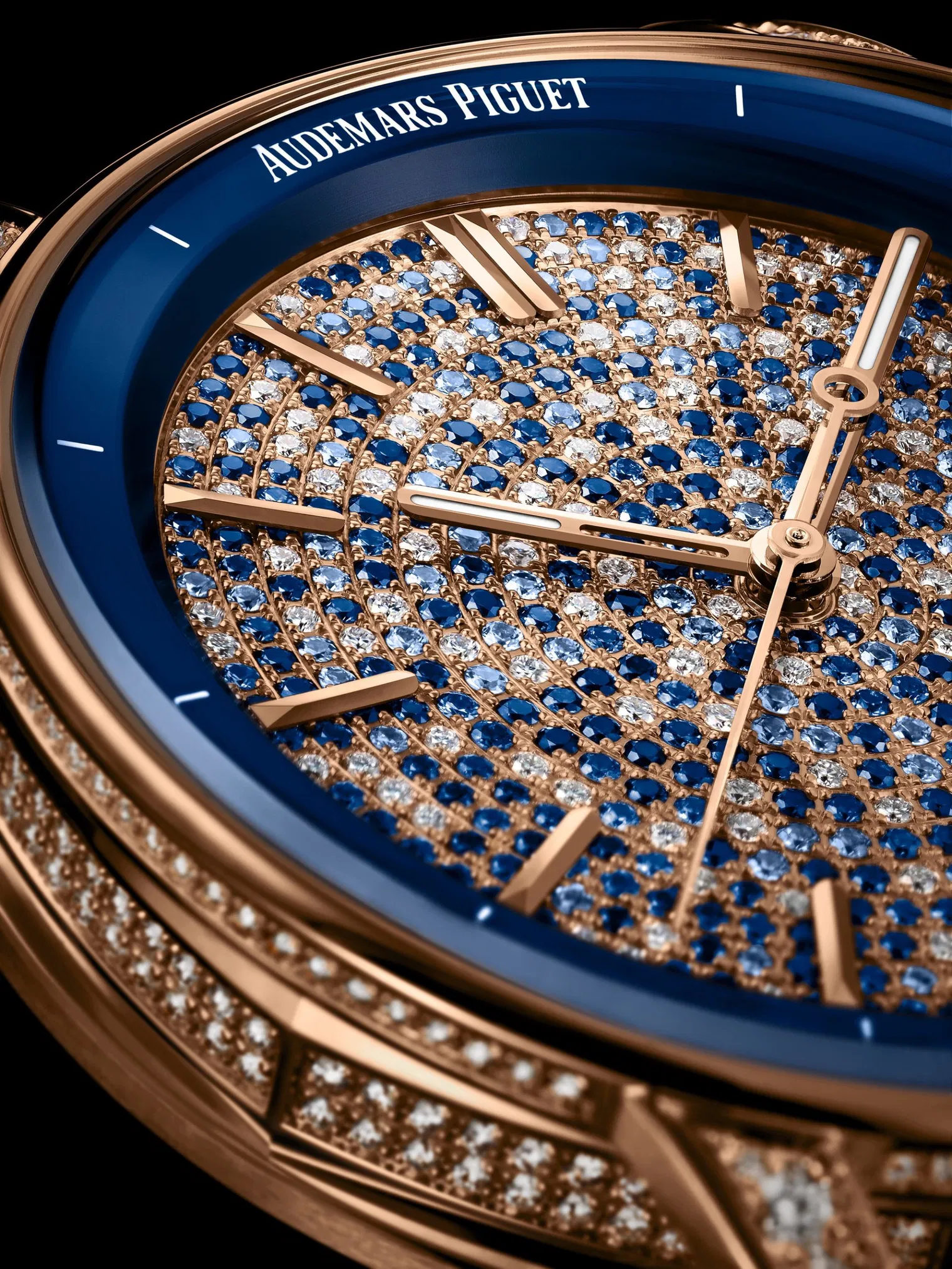 【Super Clone】Audemars Piguet Code 11.59 Selfwinding Pink Gold Blue Sapphires & Diamond Dial 38 mm | 77410OR.ZZ.D343CR.01