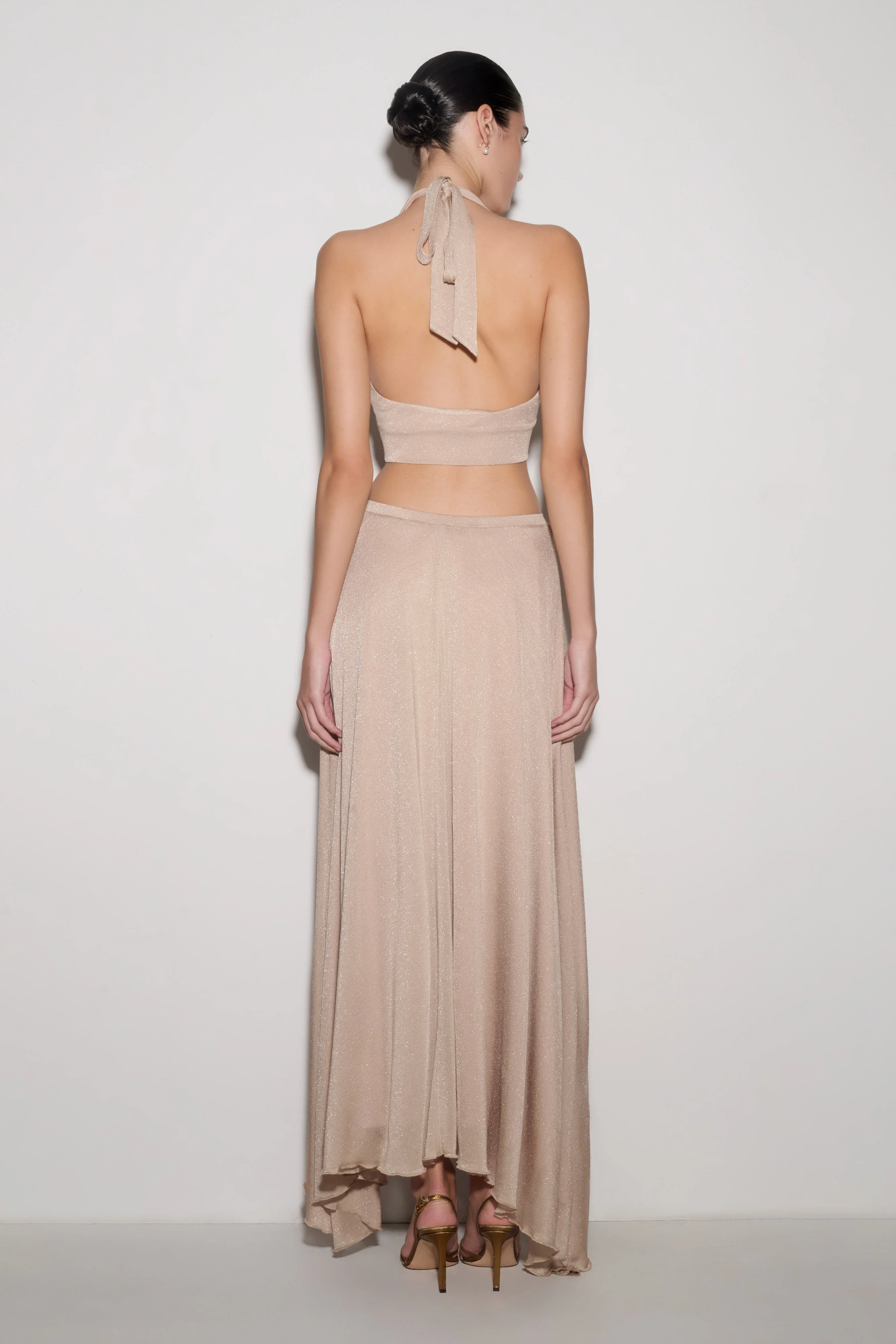 Nola Lurex Maxi Skirt - Gold