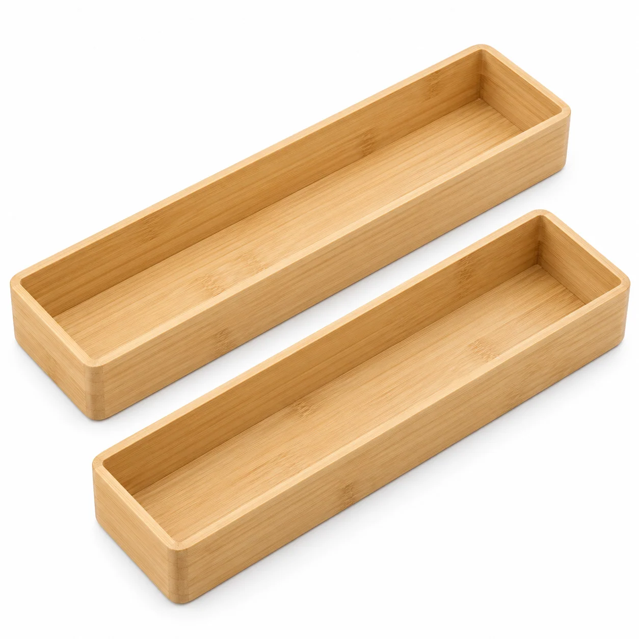 Natural Bamboo Utensil Drawer Trays, 2-Pack