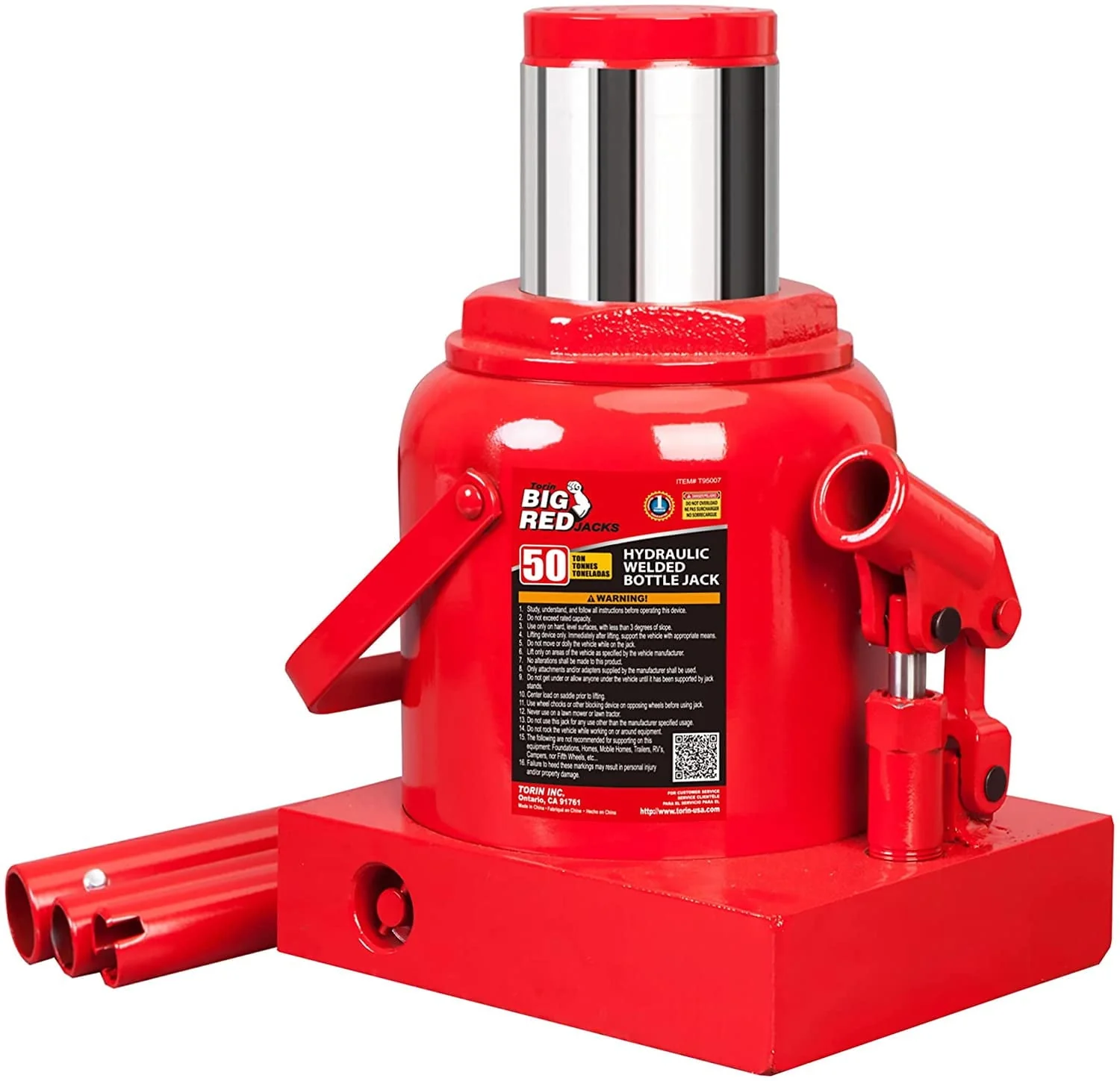 BIG RED 50 Ton Low Profile Hydraulic Bottle Jack  Welded Construction for Automotive & Heavy Lifting