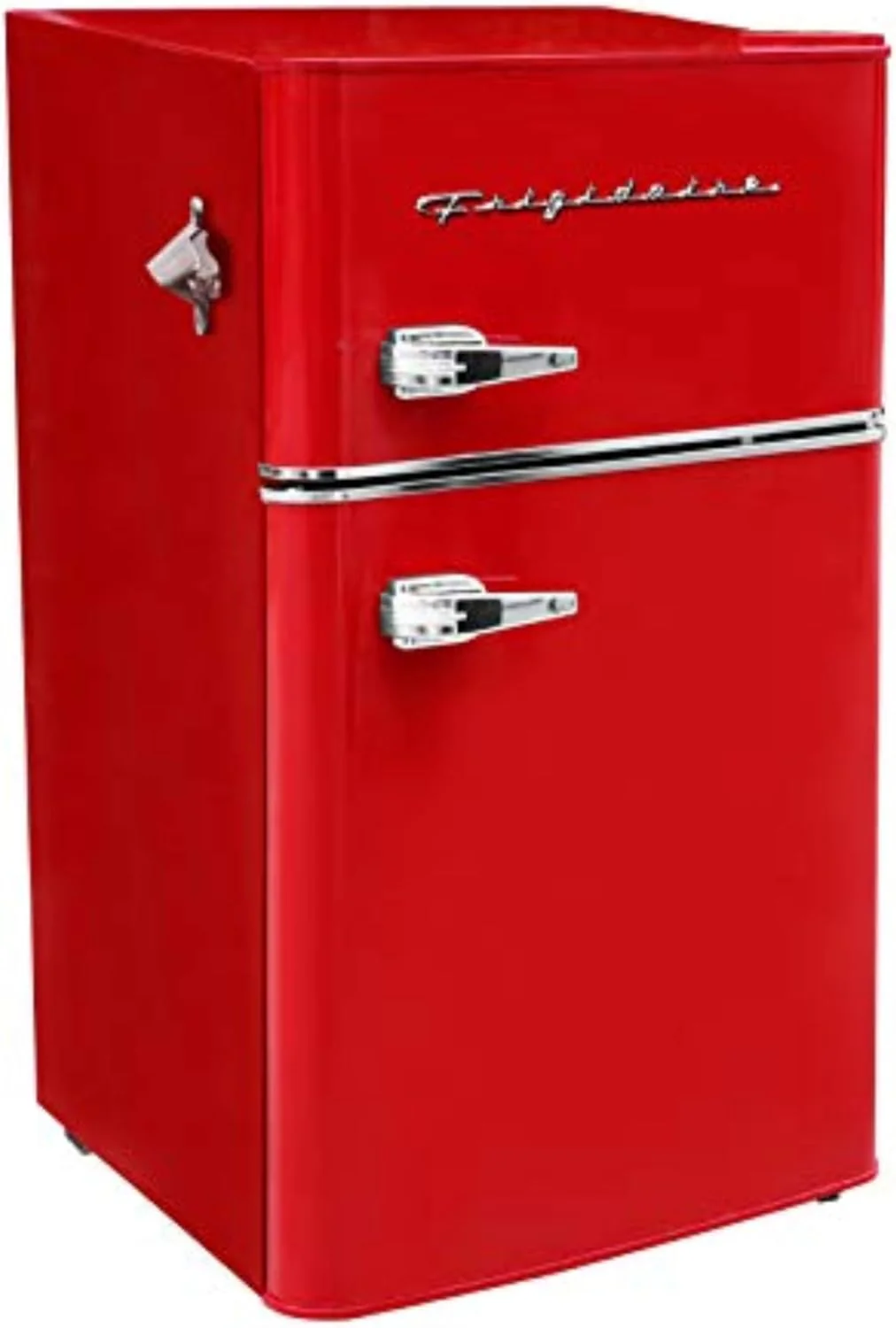 Mini-réfrigérateur rétro Frigidaire avec congélateur et ouvre-bouteille latéral - Petit réfrigérateur 2 portes pour bureau ou bar