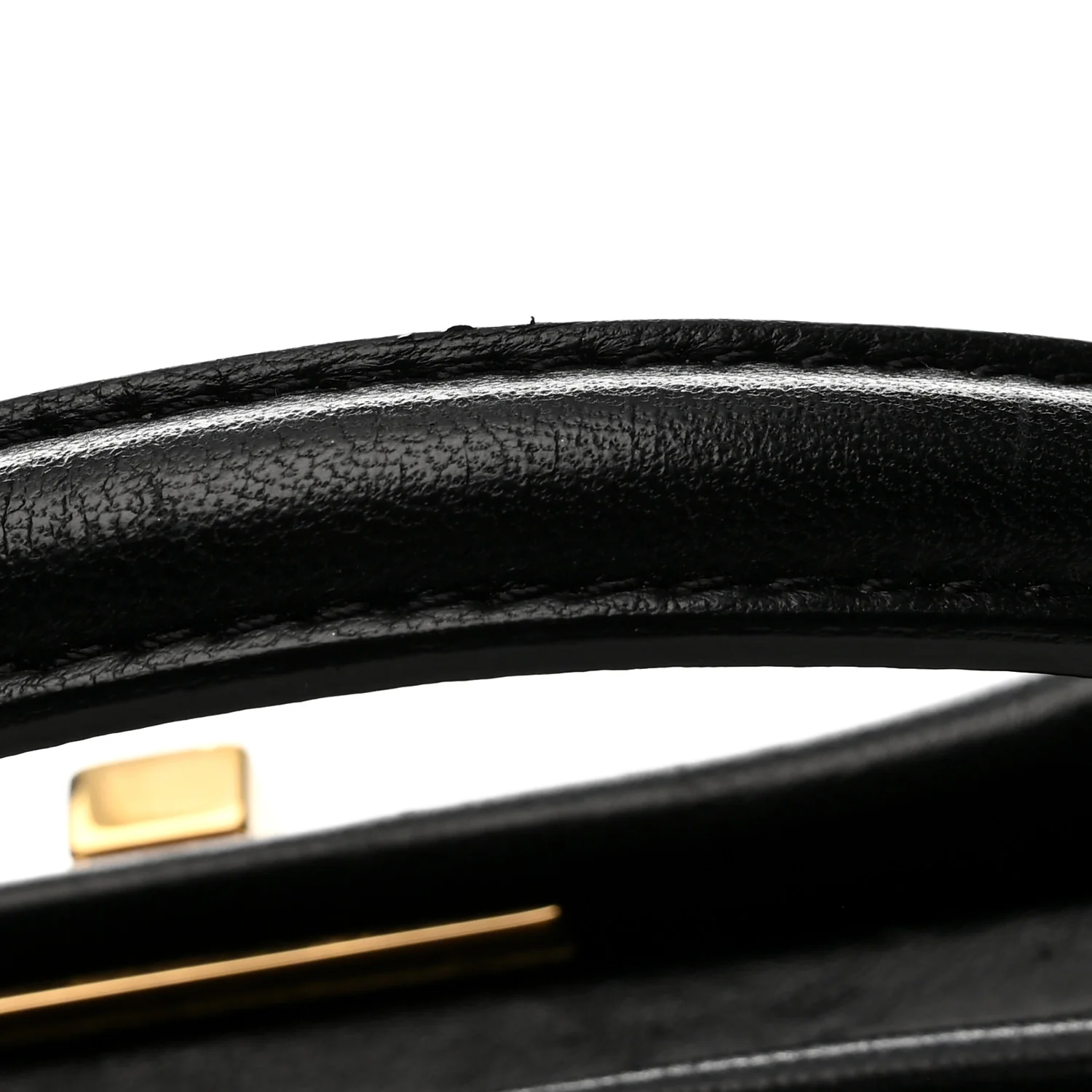 Shearling Nappa Macro FF 1974 Mini Peekaboo Iconic Satchel Tobacco Black