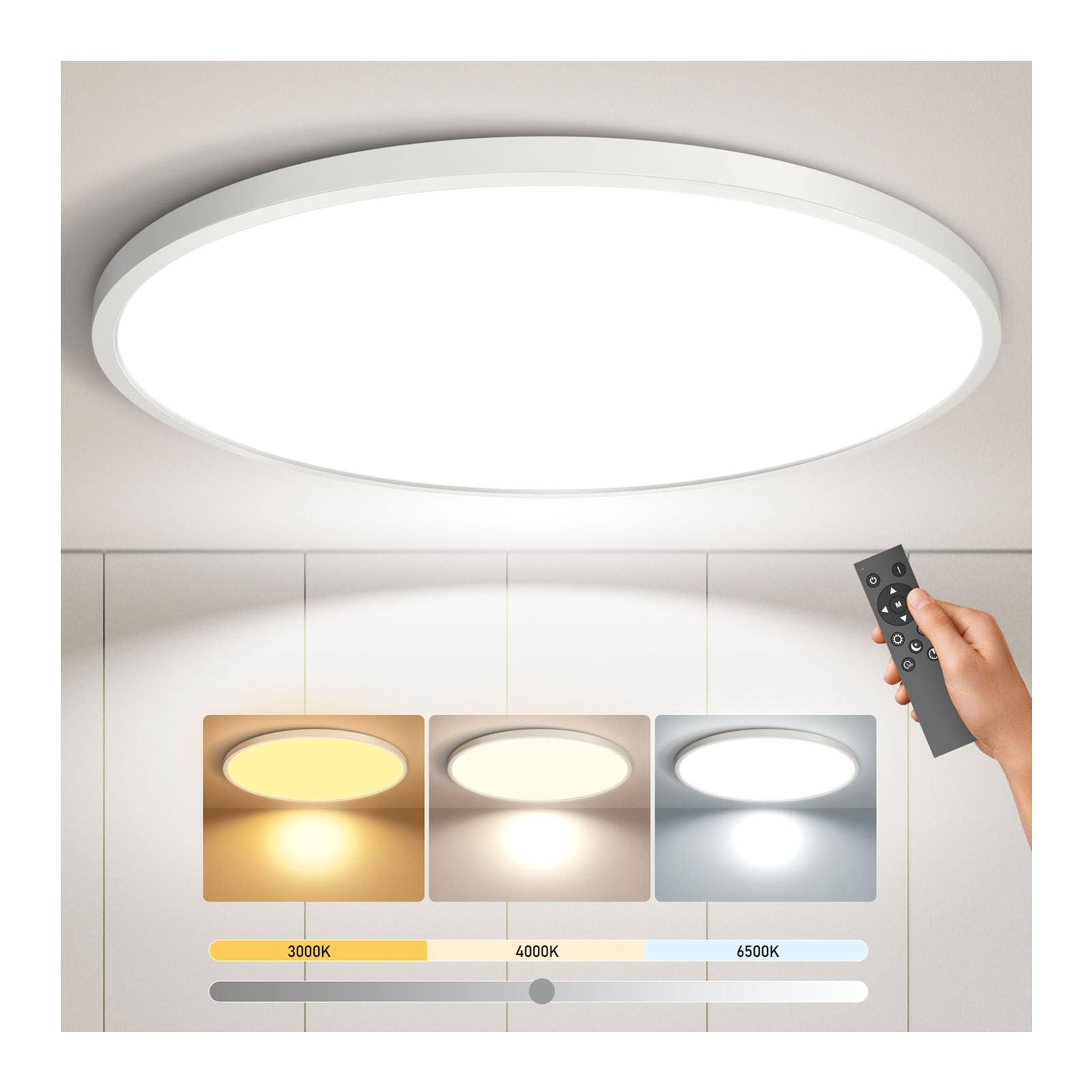 Aphyni Flush Mount Ceiling Light Fixture with Remote Control,12in 24W 3000K-6500K,Brightness Adjustable,Support App Control,Ultra-Thin with Night
