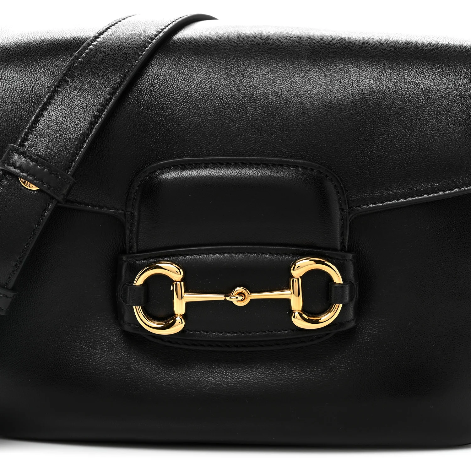 Calfskin Horsebit 1955 Aura Small Shoulder Bag Black