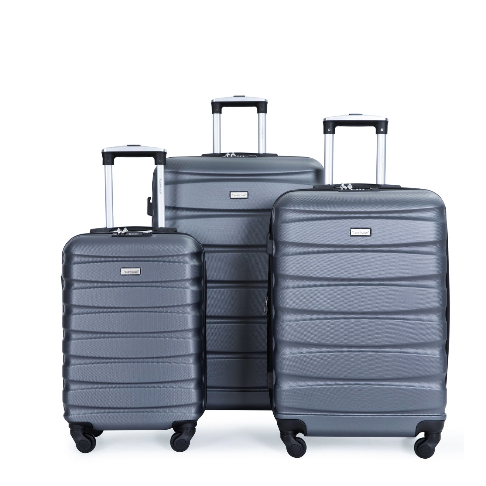 Travelhouse 3 Piece Luggage Set Expandable Hardshell Lightweight Suitcase with TSA Lock Spinner Wheels 20in24in28in (Gray)
