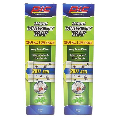 Pic Spotted Lantern Fly Trap, 2 Rolls 20ft Each, Outdoor Adhesive Crawling and Flying Insect Trap, Protect Trees, Pest Control, 2 Pack
