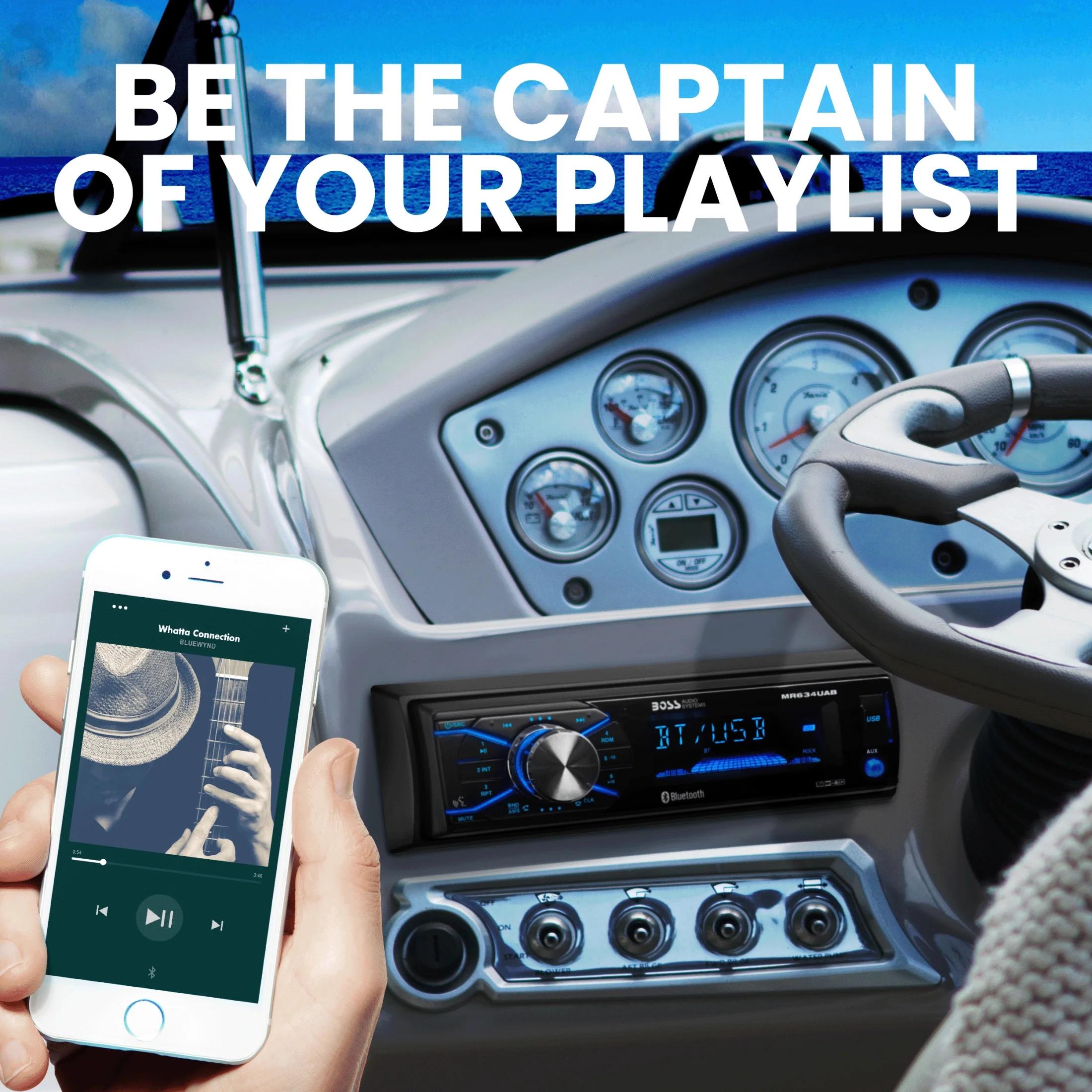 50W 4-Channel Single Din Marine Radio with Bluetooth, Black, MCBK634B.64(Black) - Image 3