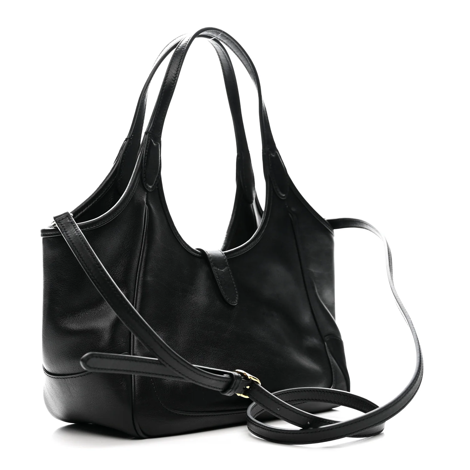 Soft Calfskin Small Mercato Tote Bag Black
