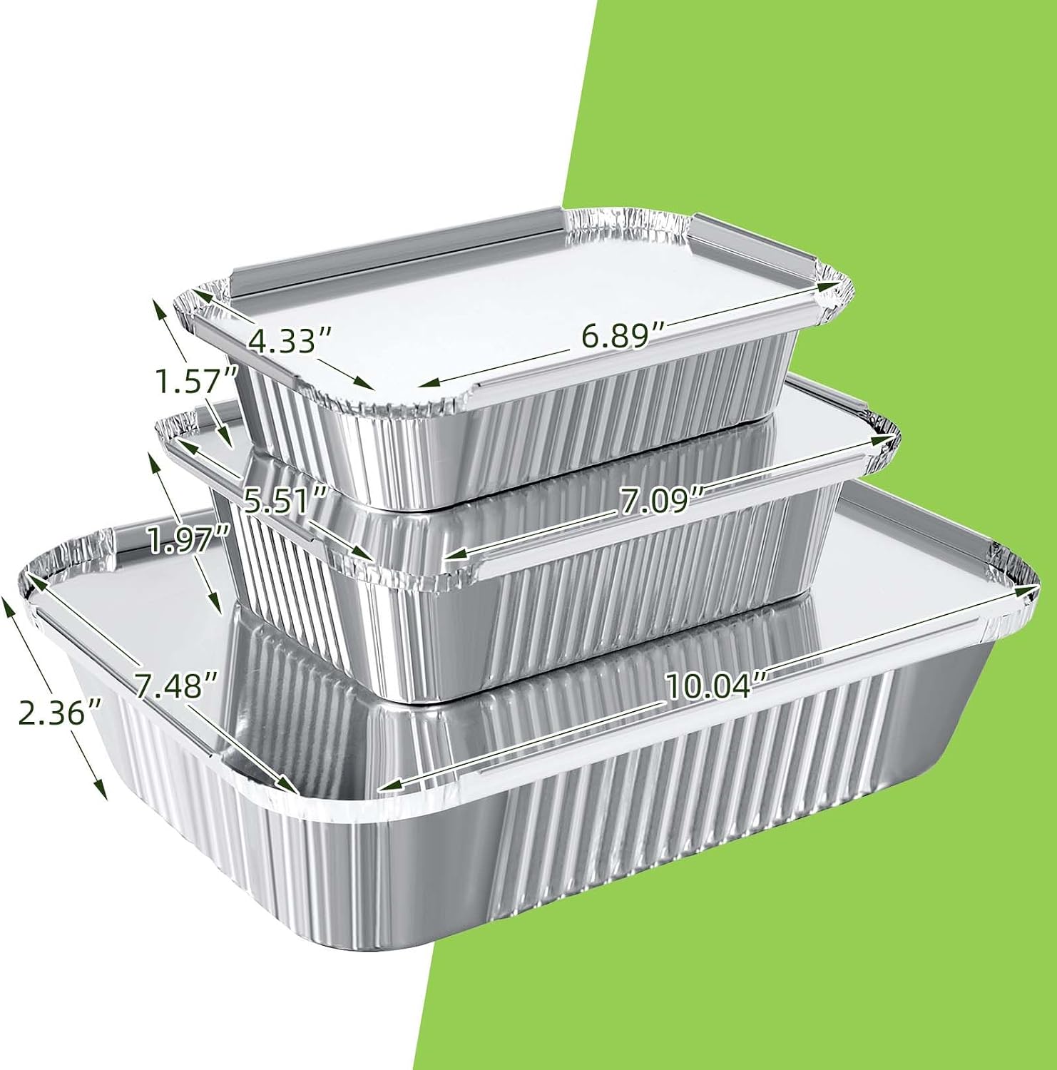 Notwoe® 30 Pack Disposable Aluminum Pans With Lids, 10x7.5 And 7.3x5.3 Square 6.9x4.3 Square Combo Set, Disposable Baking and Cake Pan(30 Pack with Lids)