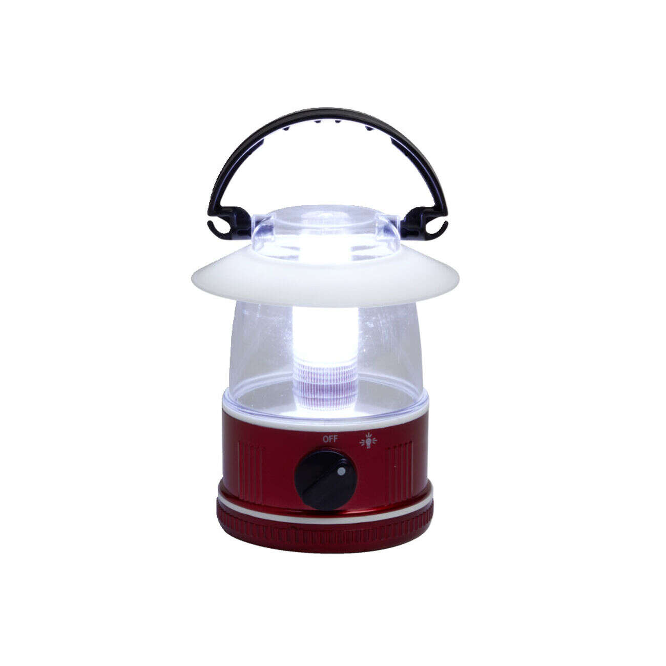 Lampe de camping lanterne portative avec LED plastique rouge Ø9xH13cm