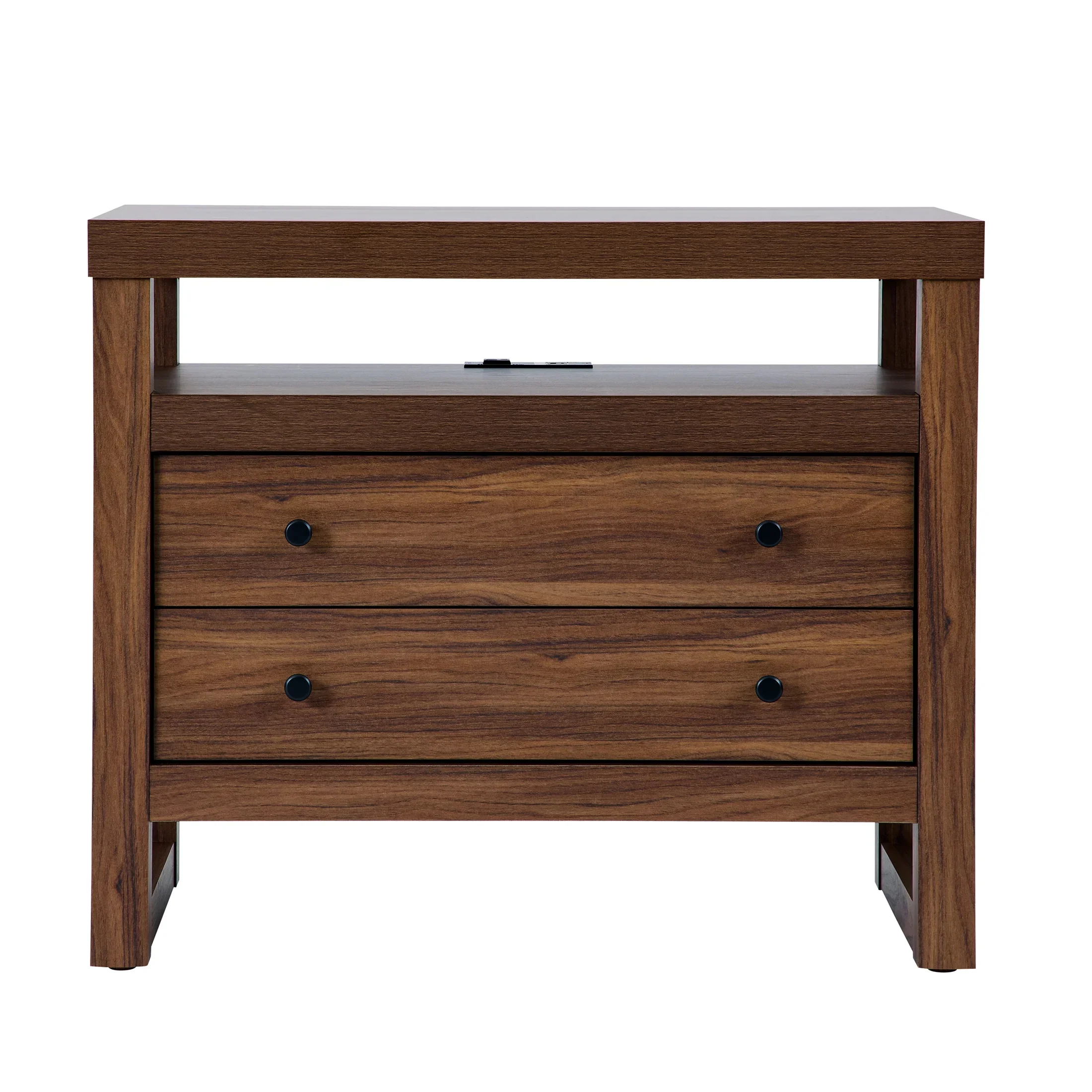 Better Homes & Gardens Ezra 2-Drawer Nightstand, Rich Black Finish